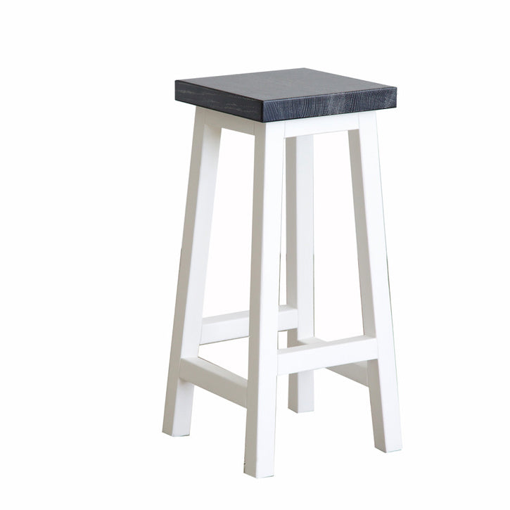 Square Bar Stool - White & Grey Limed