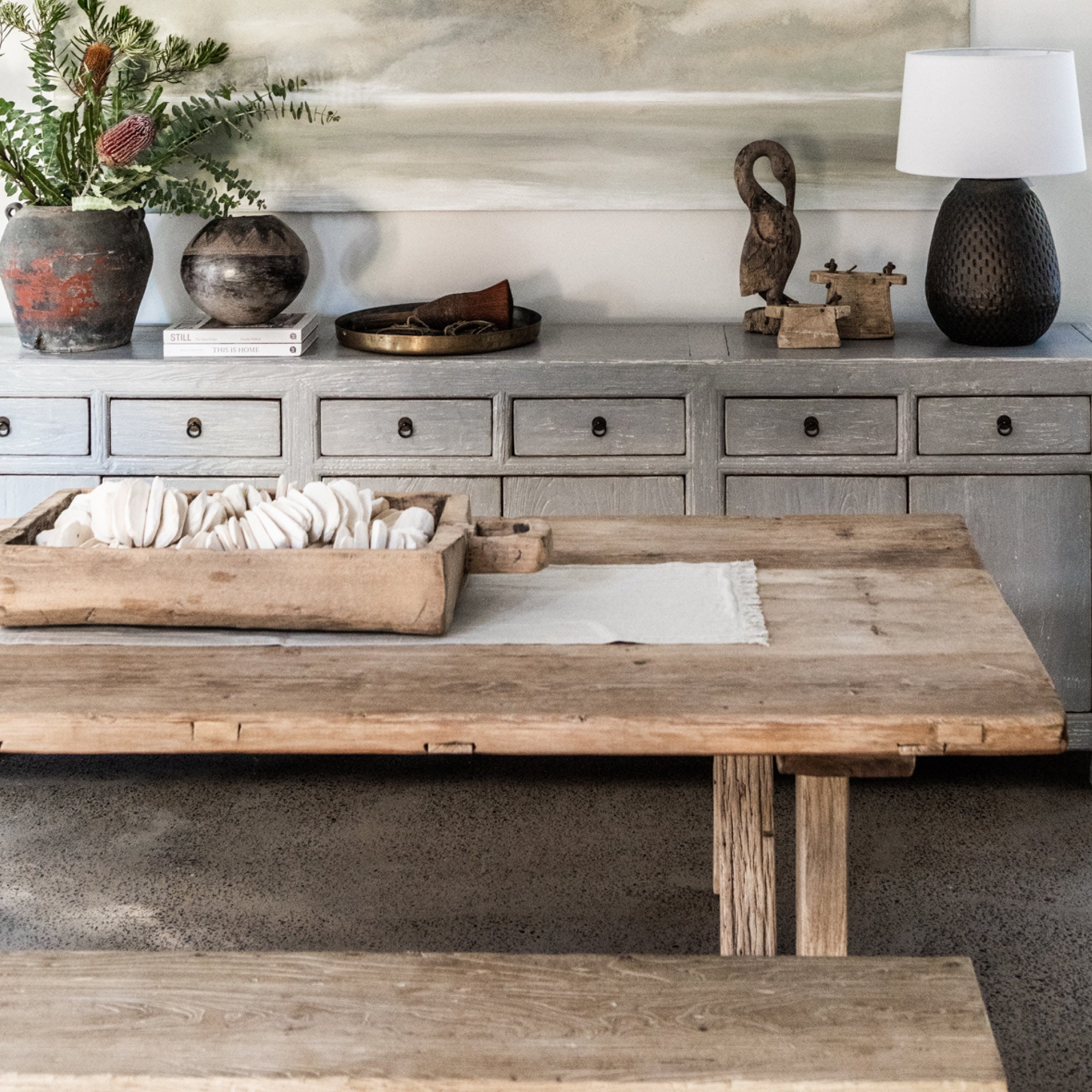 Elm Pedestal Dining Table L2200mm - Natural