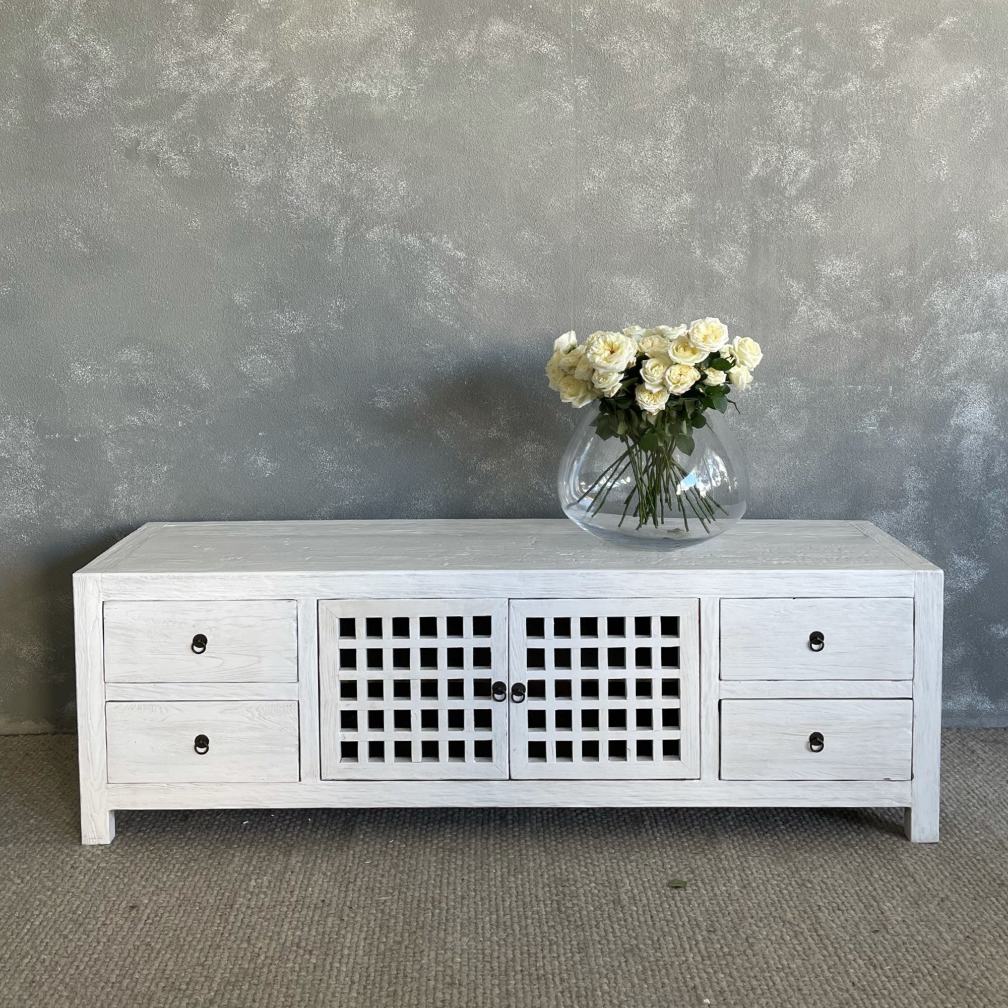 Elm Media Unit L1800mm - Lattice Doors