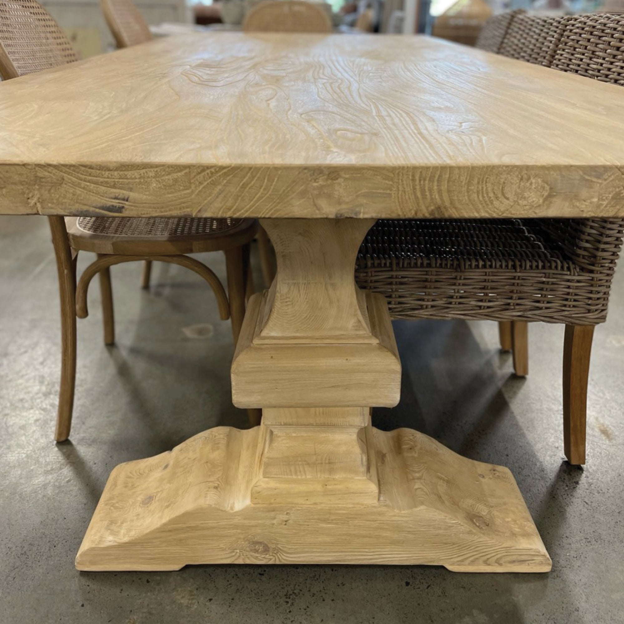 Elm Pedestal Dining Table L2440mm