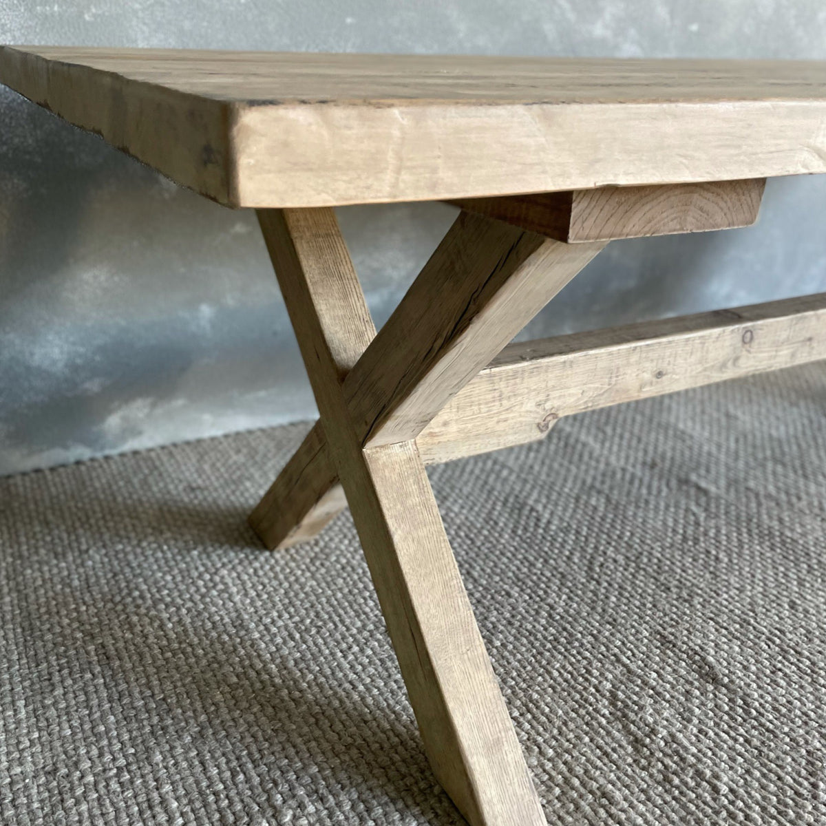 Cross Base Reclaimed Pine Dining Table L2400mm