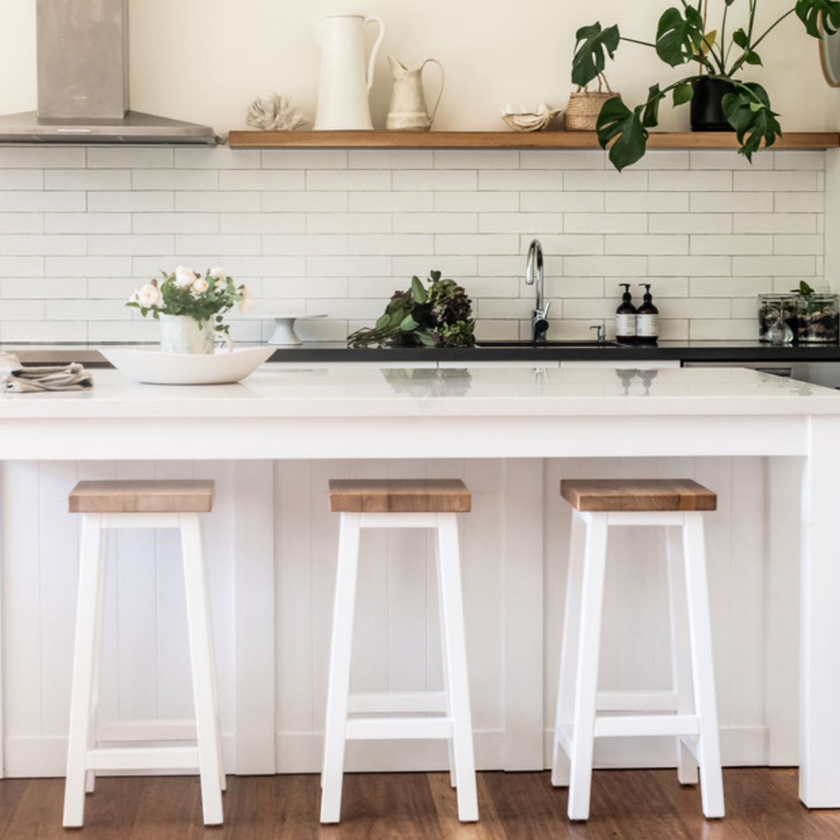 Square Bar Stool - White & Limed Ash