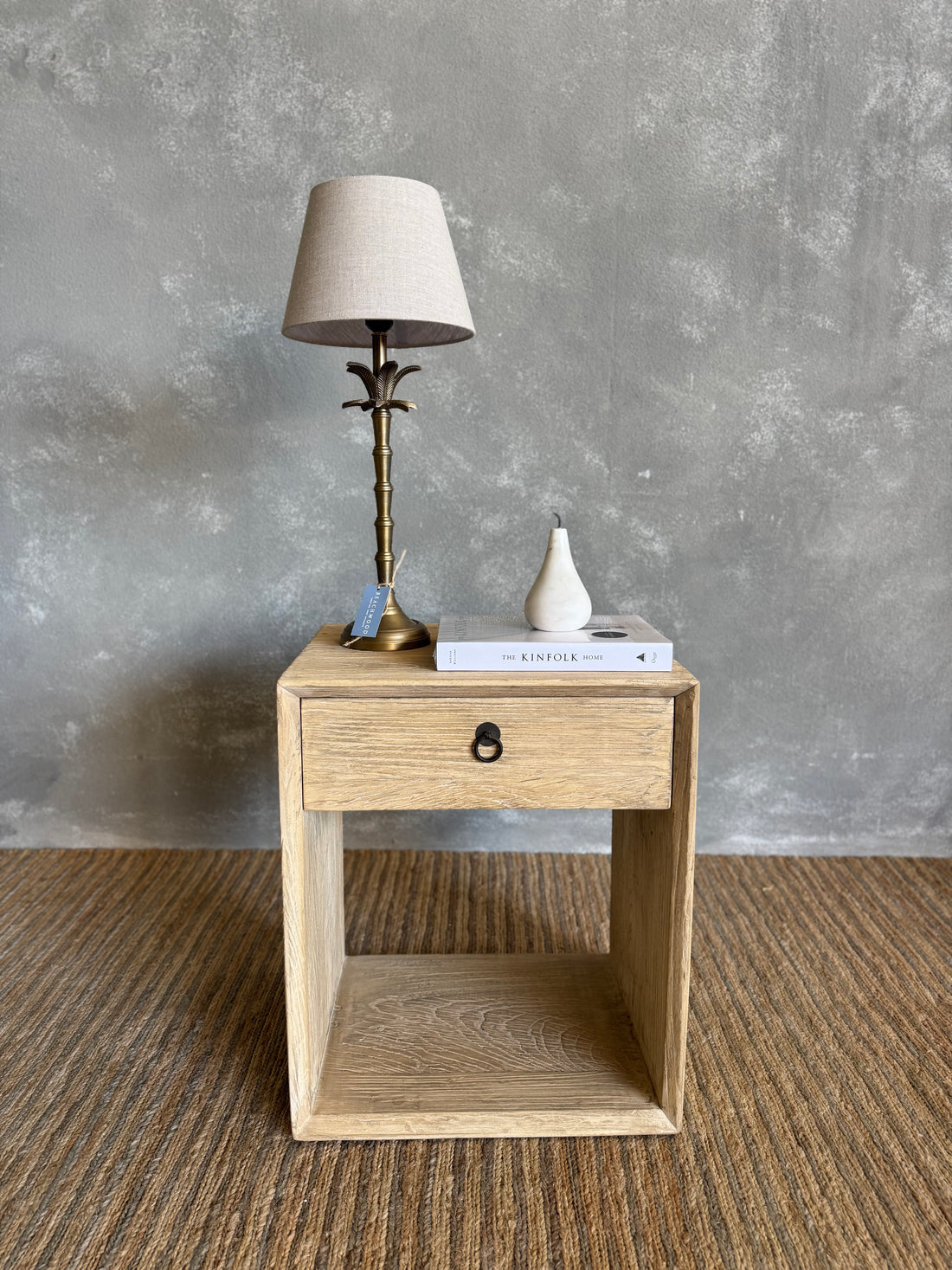 Modern Recessed Elm Bedside L500mm