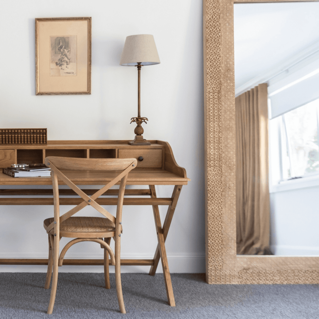 Elm Carved Mirror - 2000H x 1100W - Natural