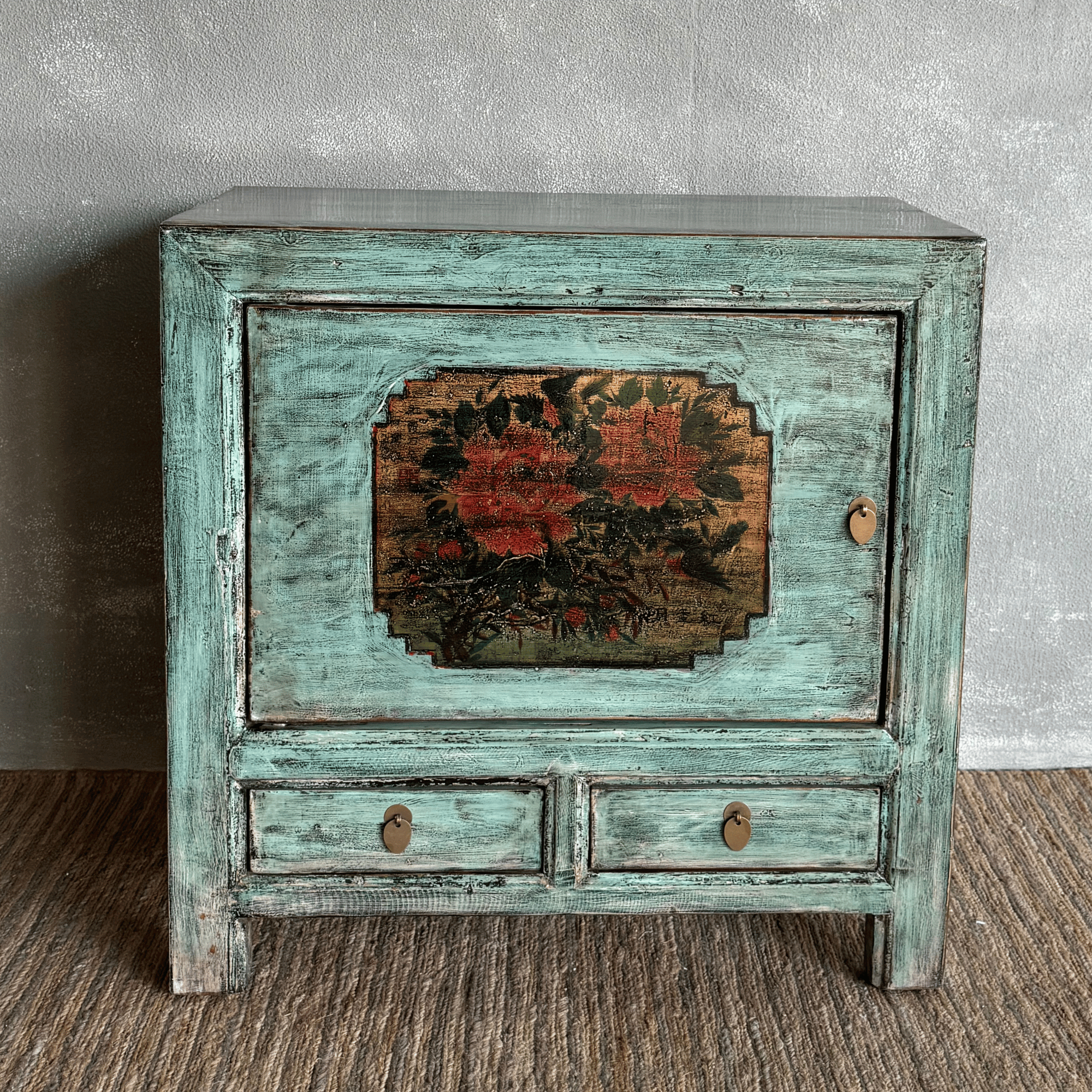 One-Off Elm Blue Distressed Sideboard L850mm