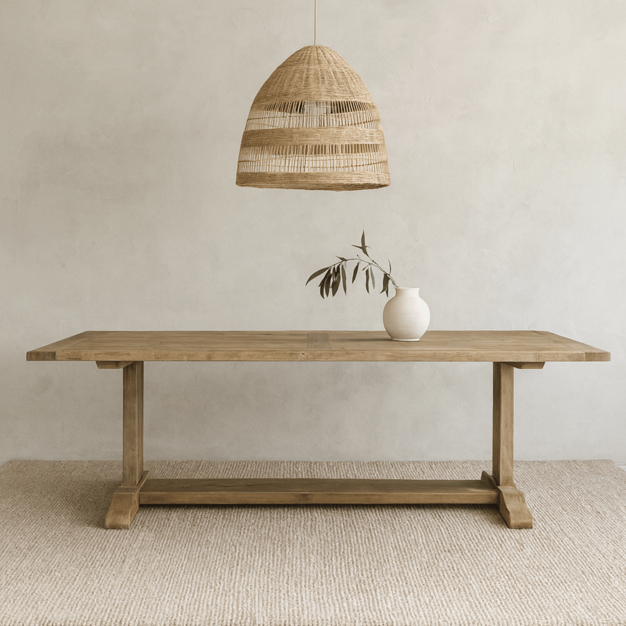 Elm Pedestal Dining Table L2200mm - Natural