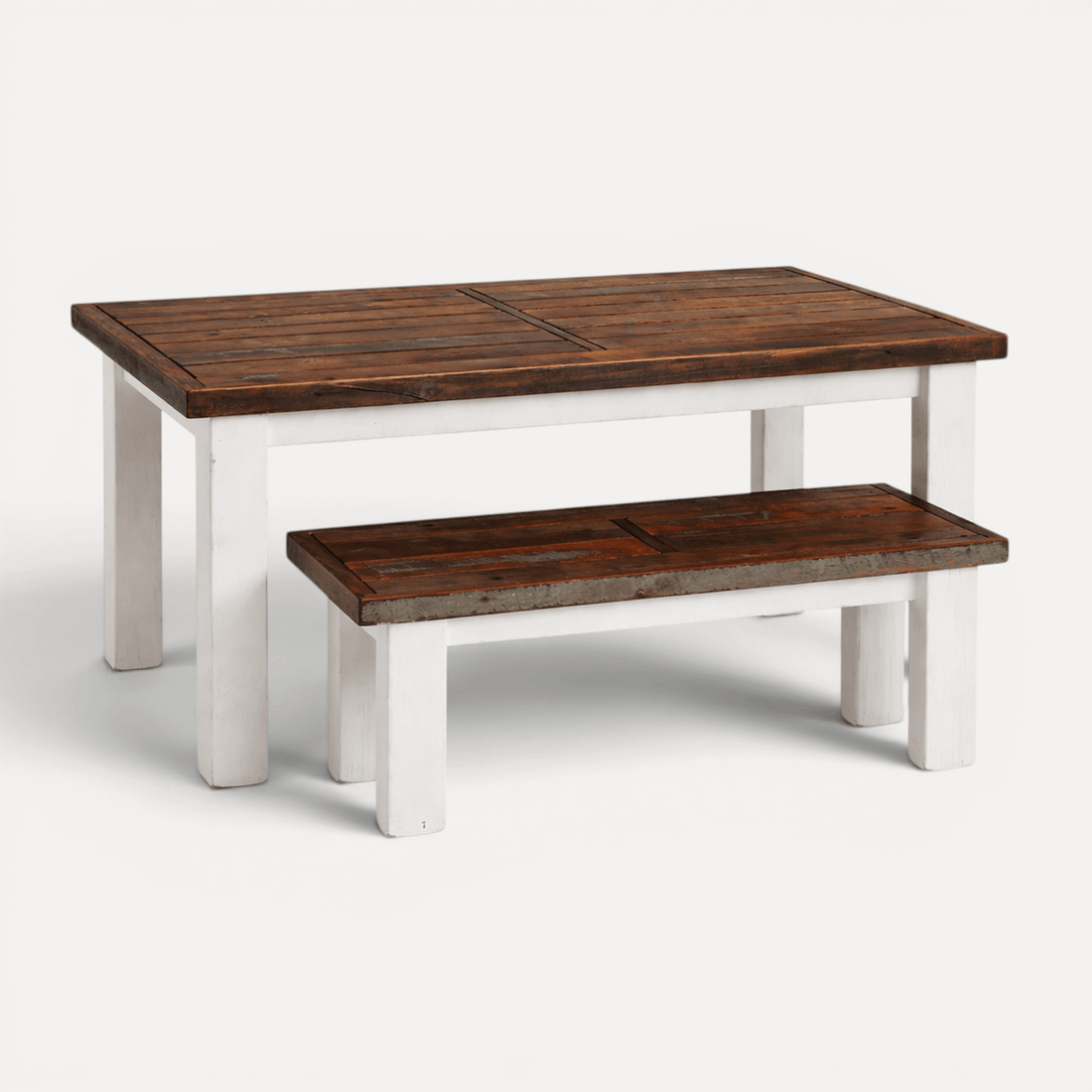 Rustic Outdoor Timber Setting L2100mm - White & Natural Top