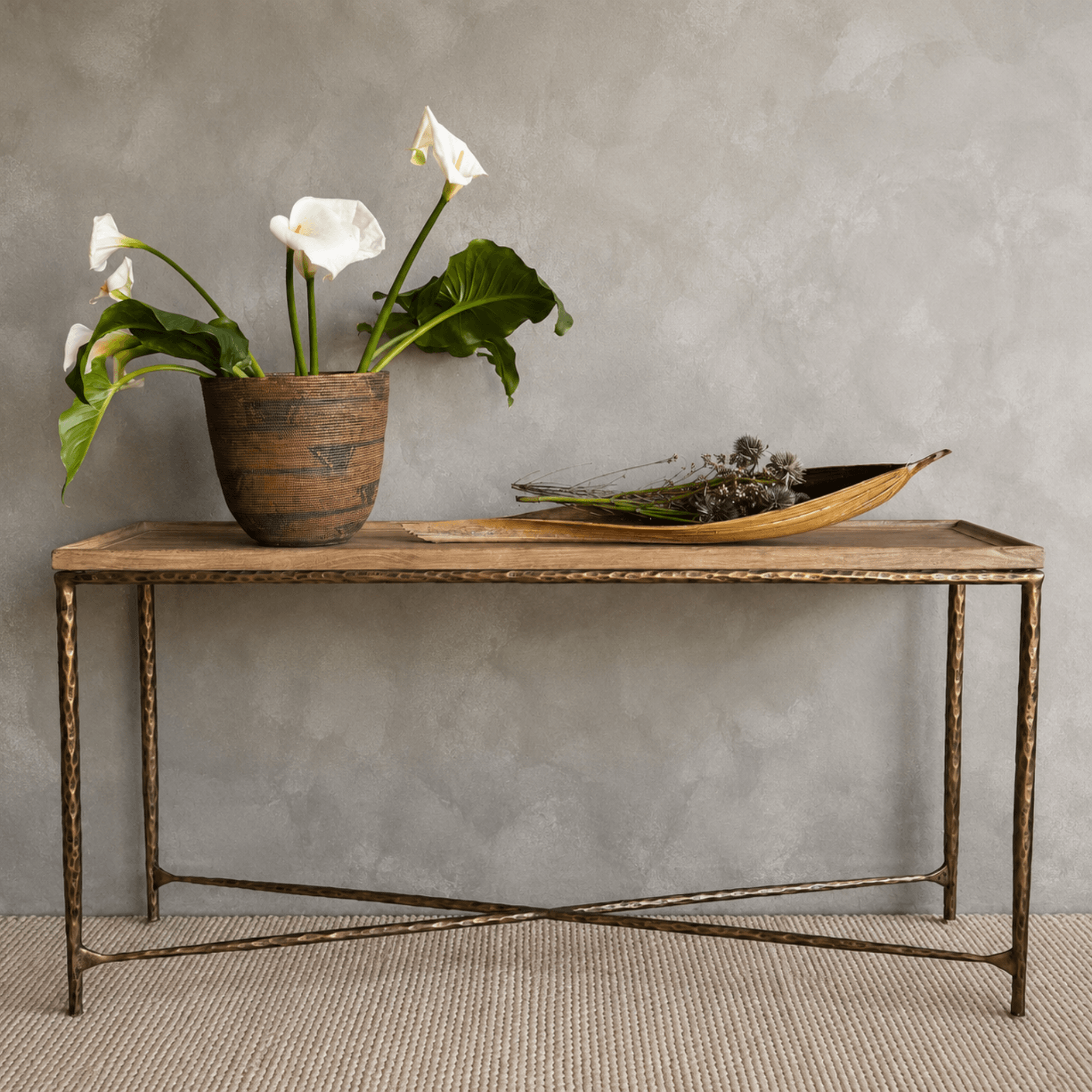Elm & Brass Console