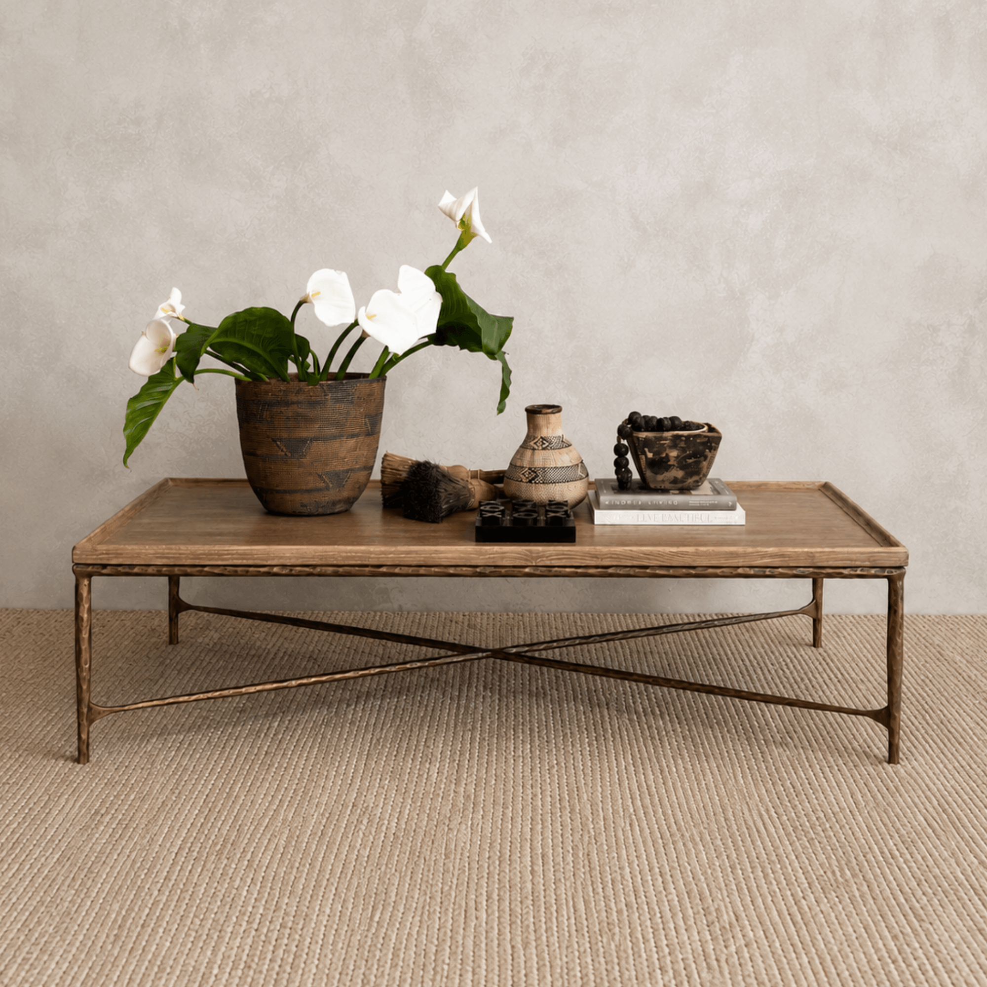 Elm & Brass Coffee Table