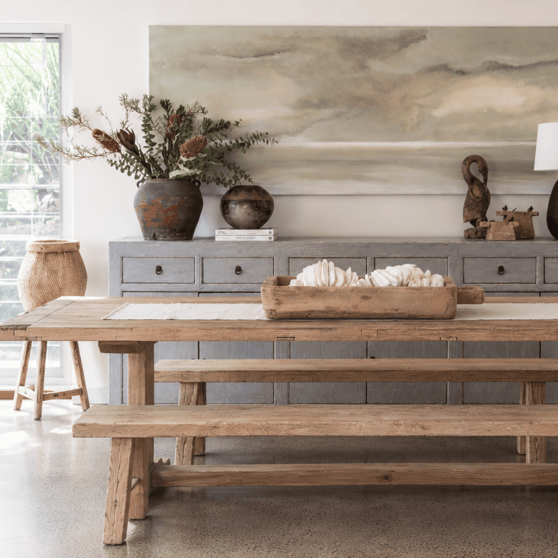 Elm Pedestal Dining Table L1800mm - Natural