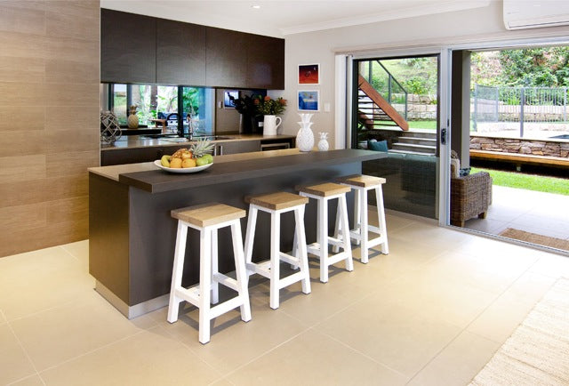 Square Bar Stool - White & Limed Ash