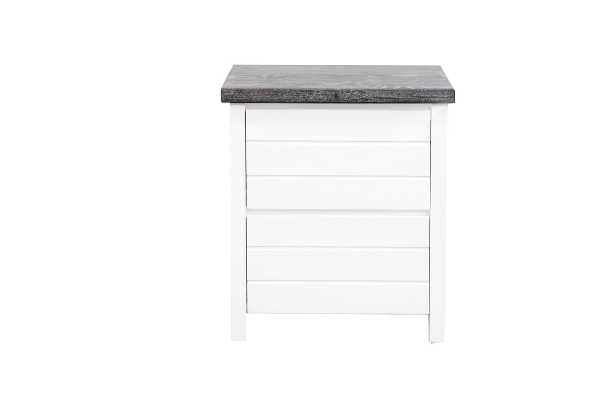 Coast Bedside L600mm - 2 Drawer - White & Grey Limed