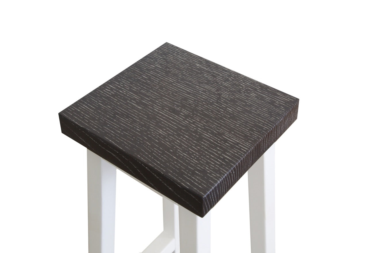 Square Bar Stool - White & Grey Limed