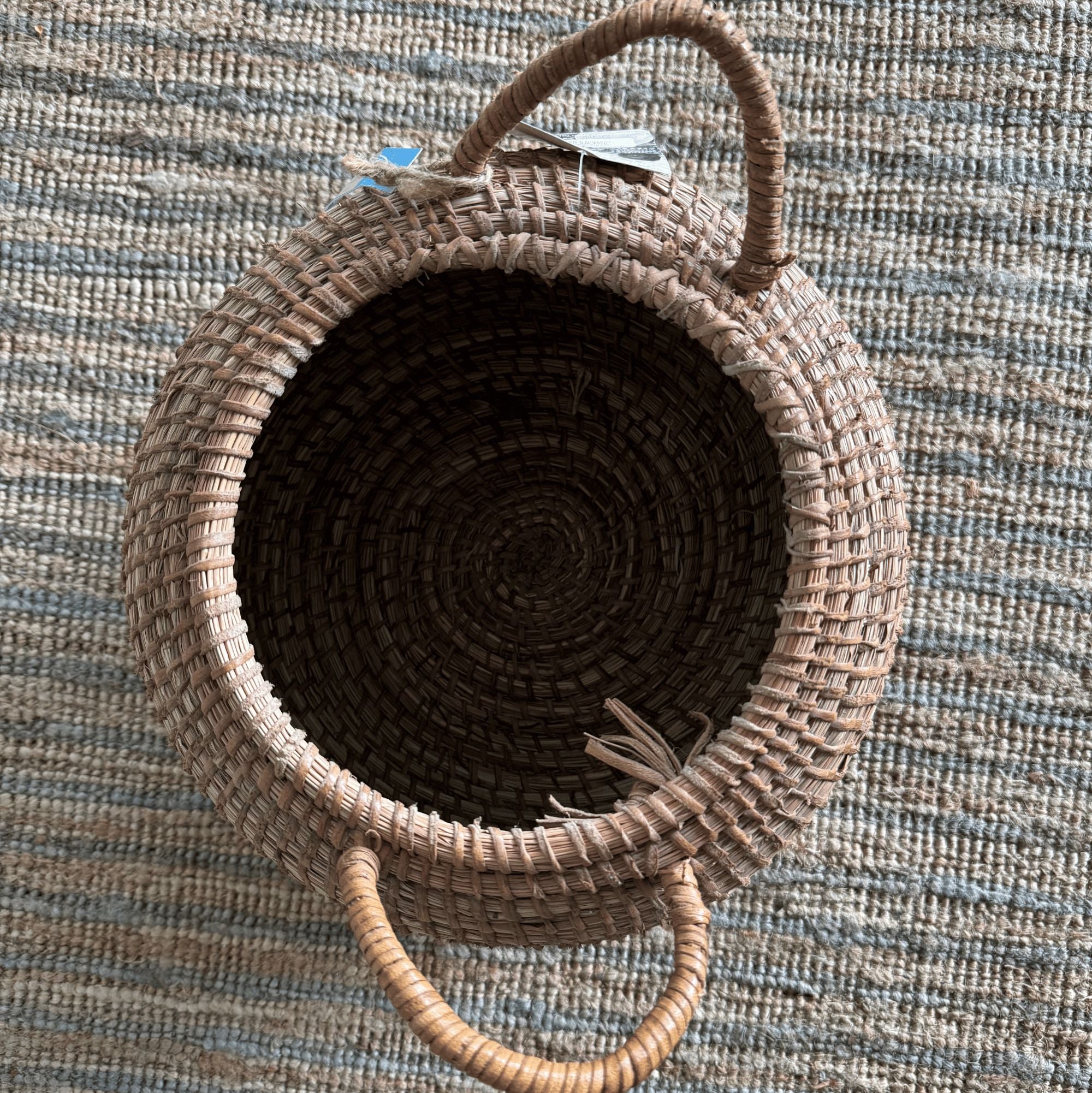 African Straw Basket with Lid Homewares Beachwood Designs