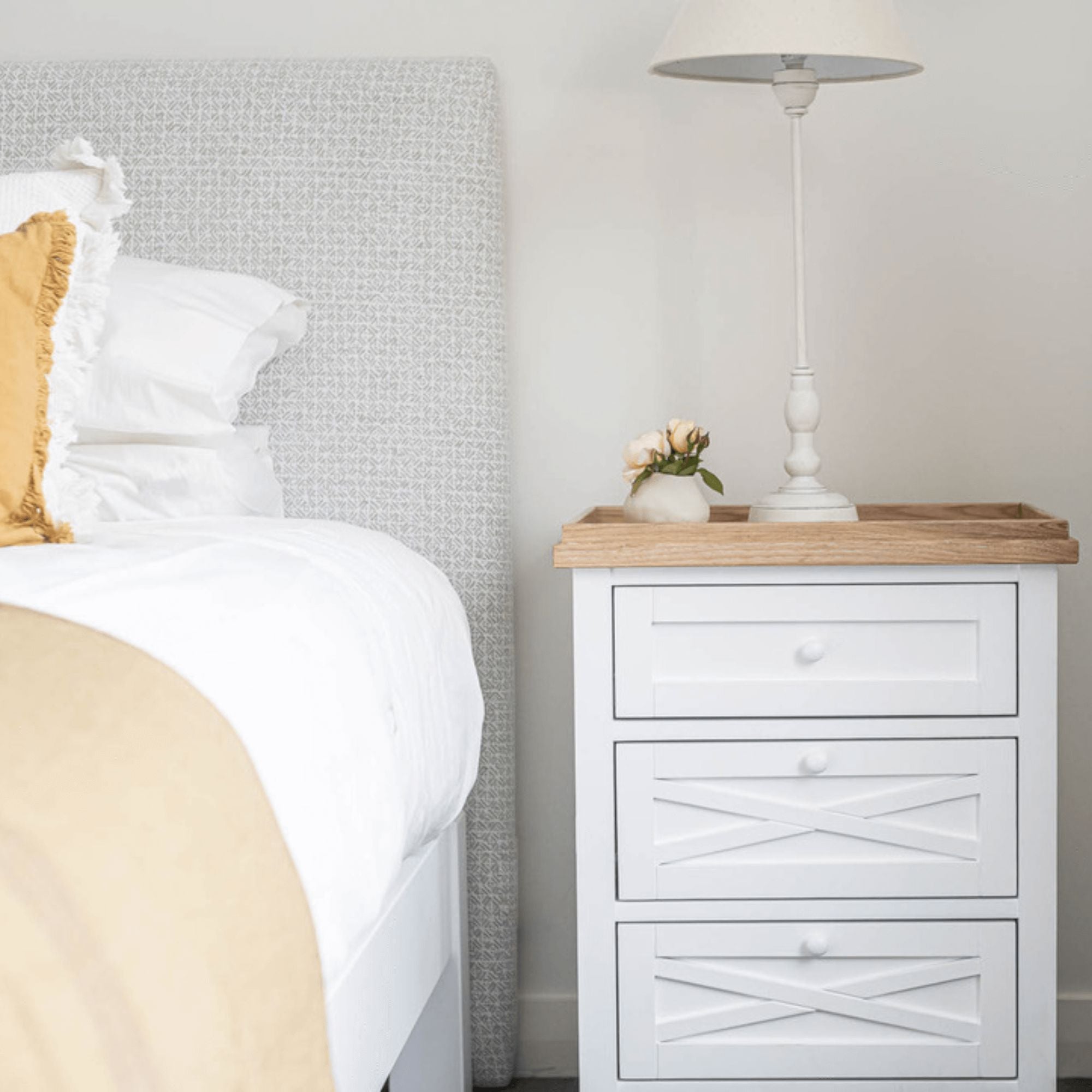 Bahamas Bedside L550mm - 3 Drawer Bedroom Furniture Beachwood Designs