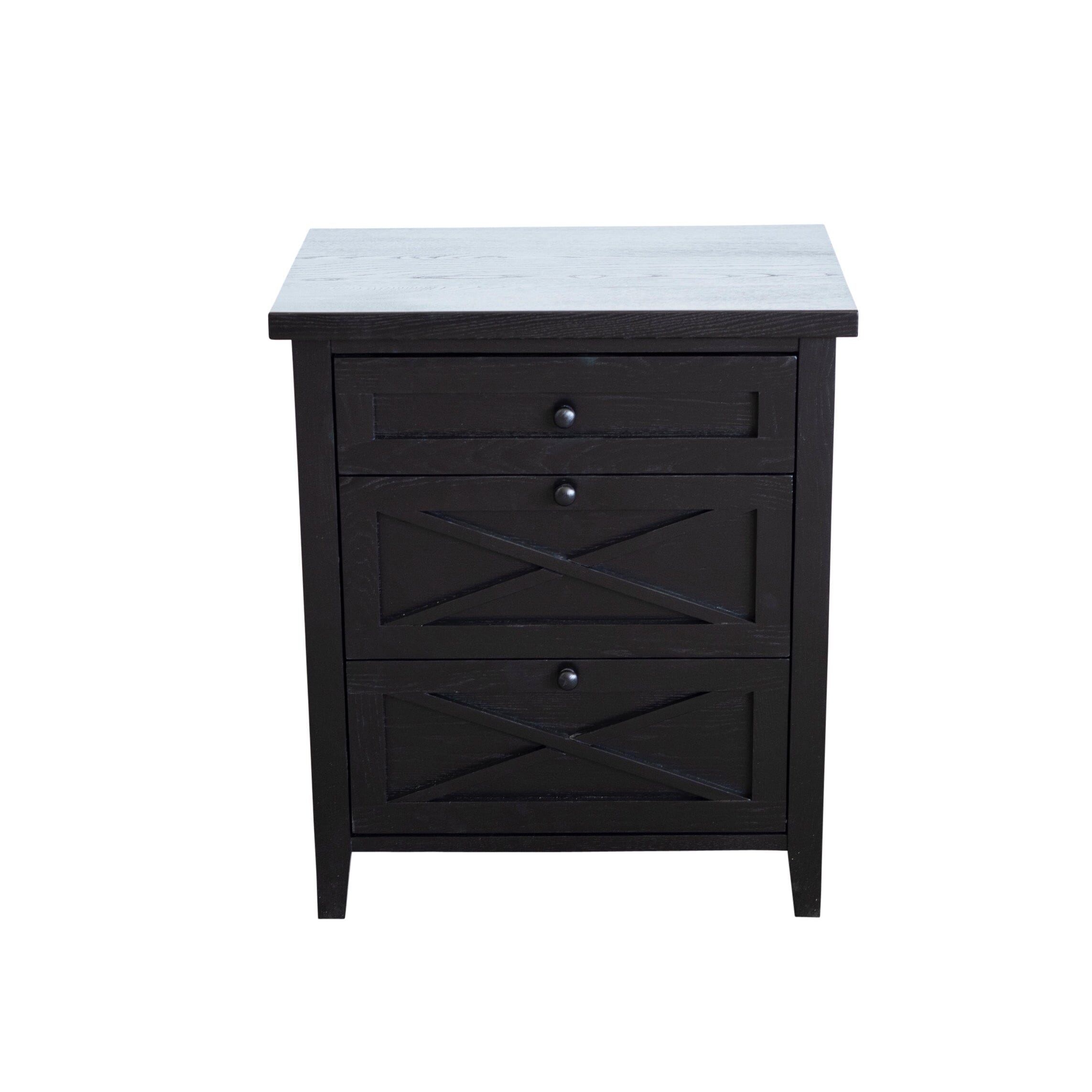 Bahamas Bedside L550mm - 3 Drawer Bedroom Furniture Beachwood Designs Black