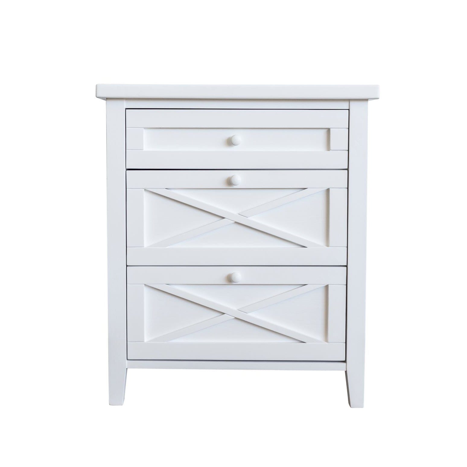 Bahamas Bedside L550mm - 3 Drawer Bedroom Furniture Beachwood Designs White