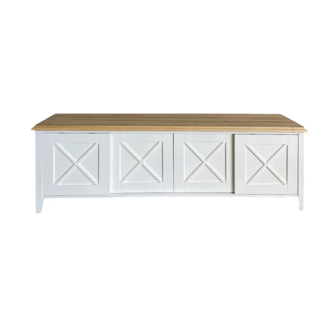 Bahamas Media Unit L2000mm - White & Limed Ash Living Furniture Beachwood Designs
