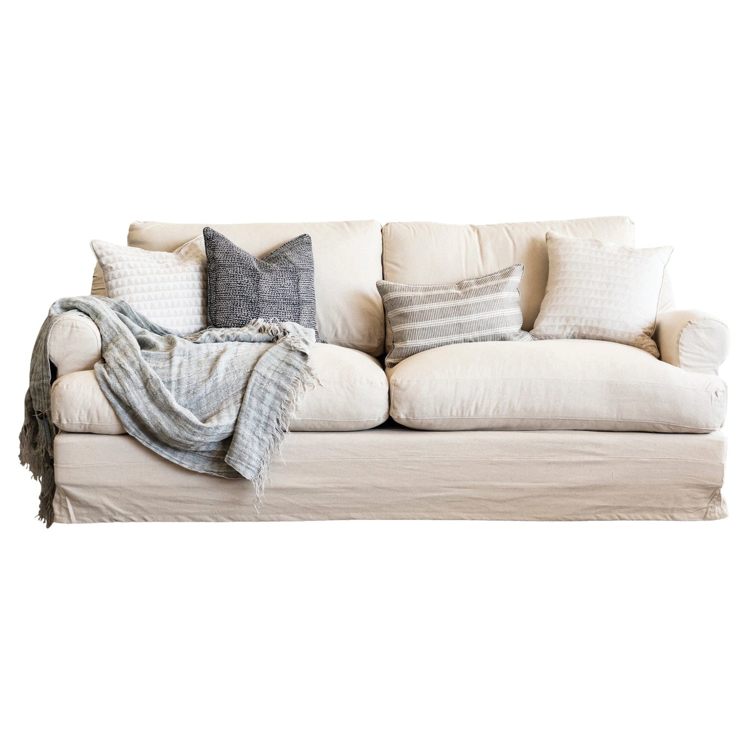 Balmoral Sofa - 3 Seater Living Furniture Beachwood Designs Salt &amp; Pepper Linen Cotton 