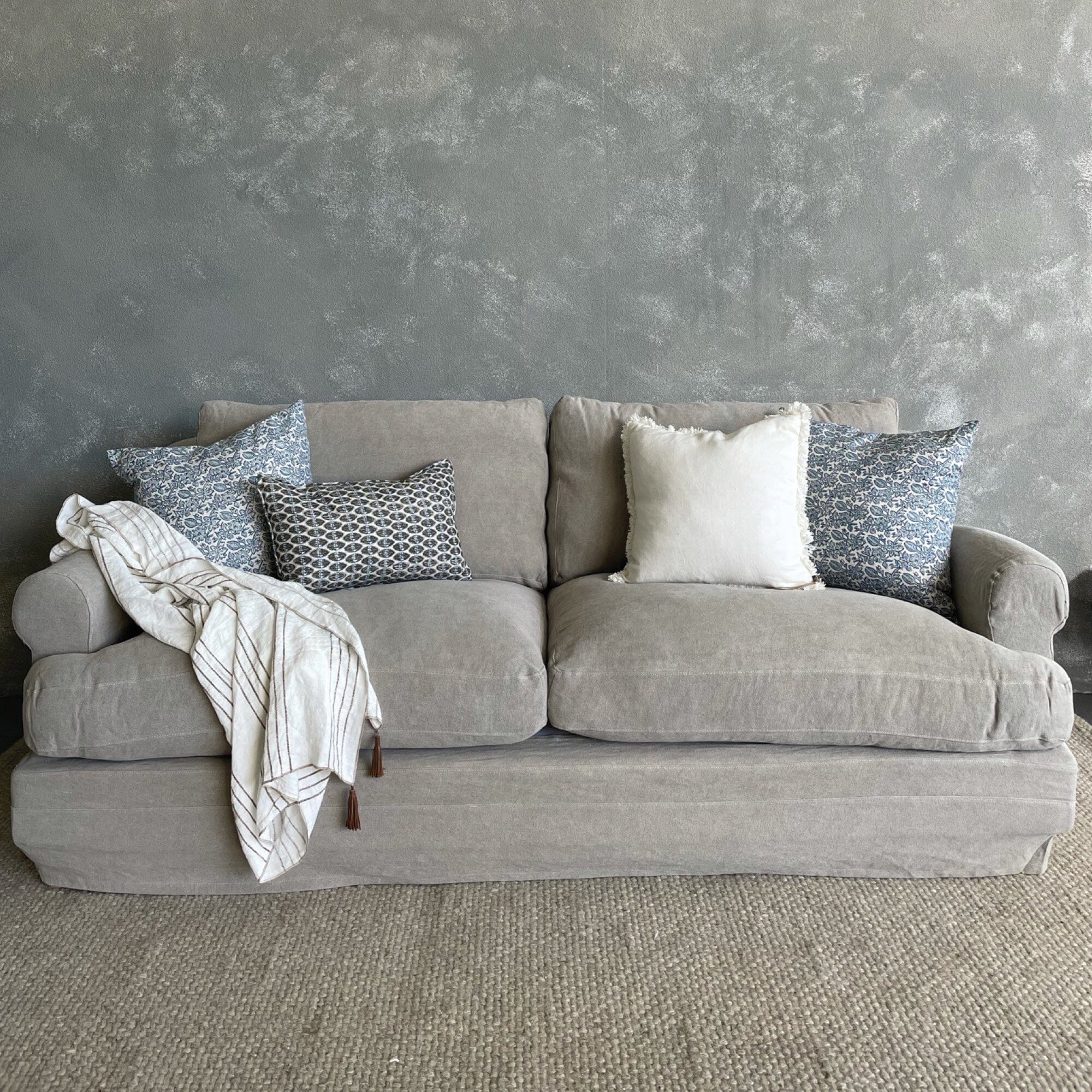 Balmoral Sofa - 3 Seater Living Furniture Beachwood Designs Shale Linen