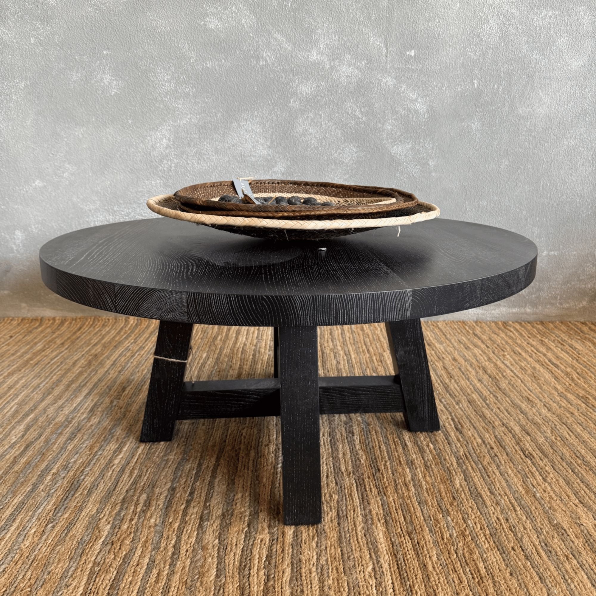 Bay Coffee Table - D 850mm - Black Limed Living Furniture Beachwood Designs