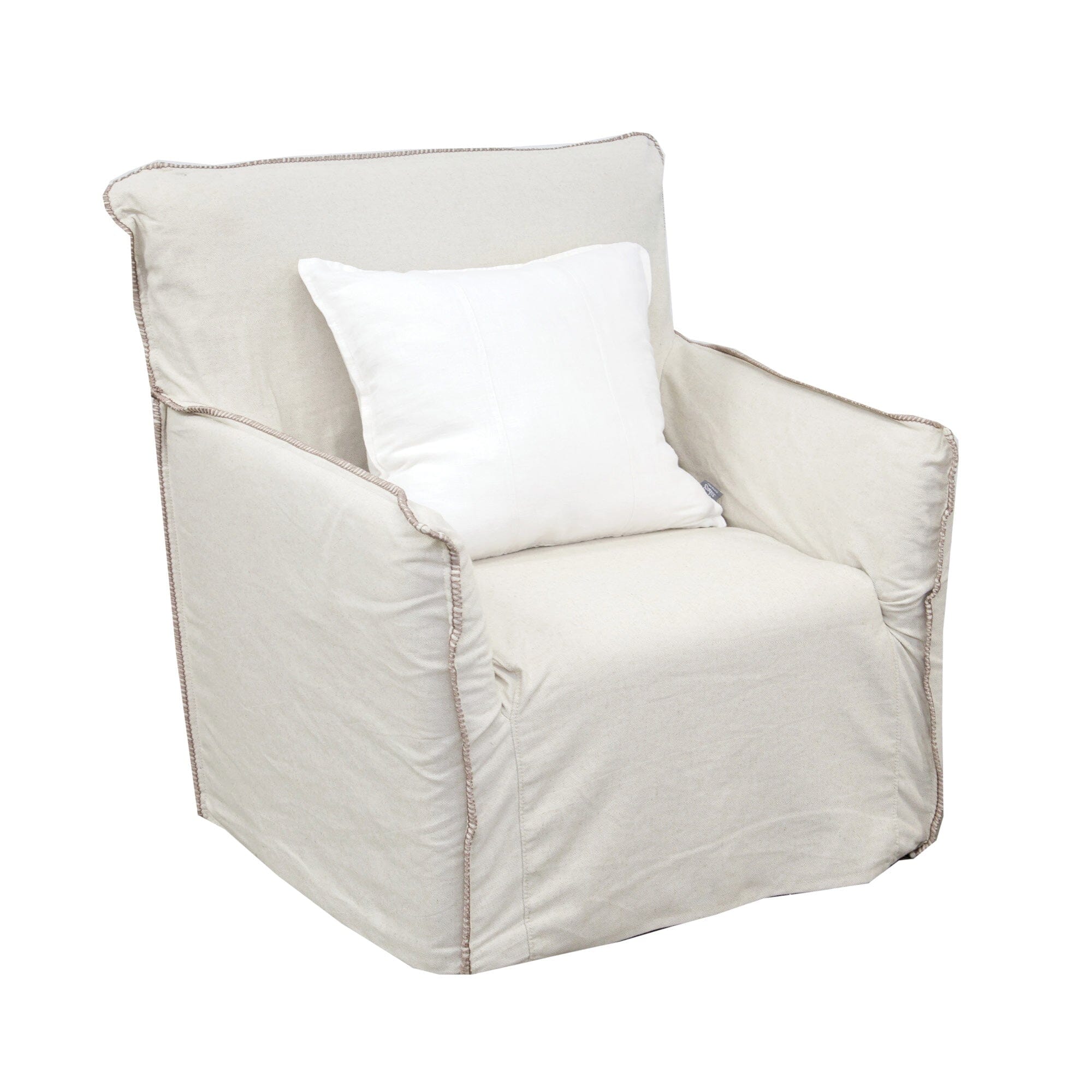 Belongil Armchair Living Furniture Beachwood Designs Salt & Pepper Linen Cotton
