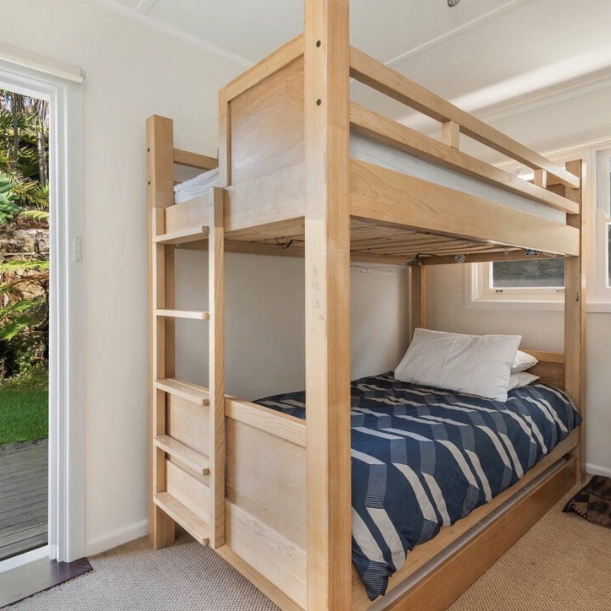 Bunk Bed - Fixed Ladder Bedroom Furniture Beachwood Designs Limed Ash