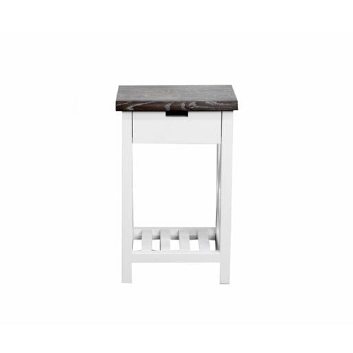 Caribbean Bedside L450mm - 1 Drawer Bedroom Furniture Beachwood Designs White & Grey Limed