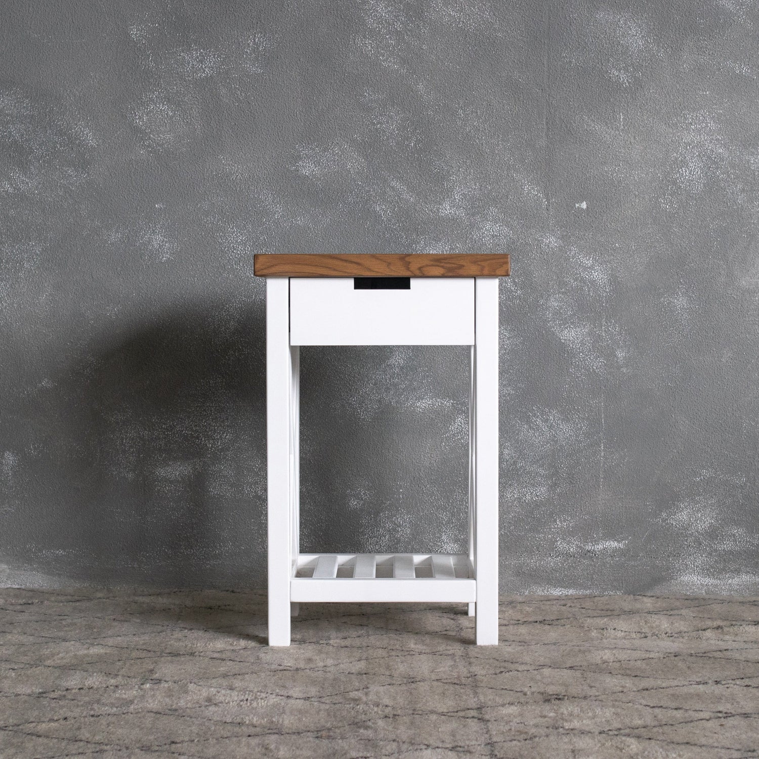 Caribbean Bedside L450mm - 1 Drawer Bedroom Furniture Beachwood Designs White & Weathered Oak