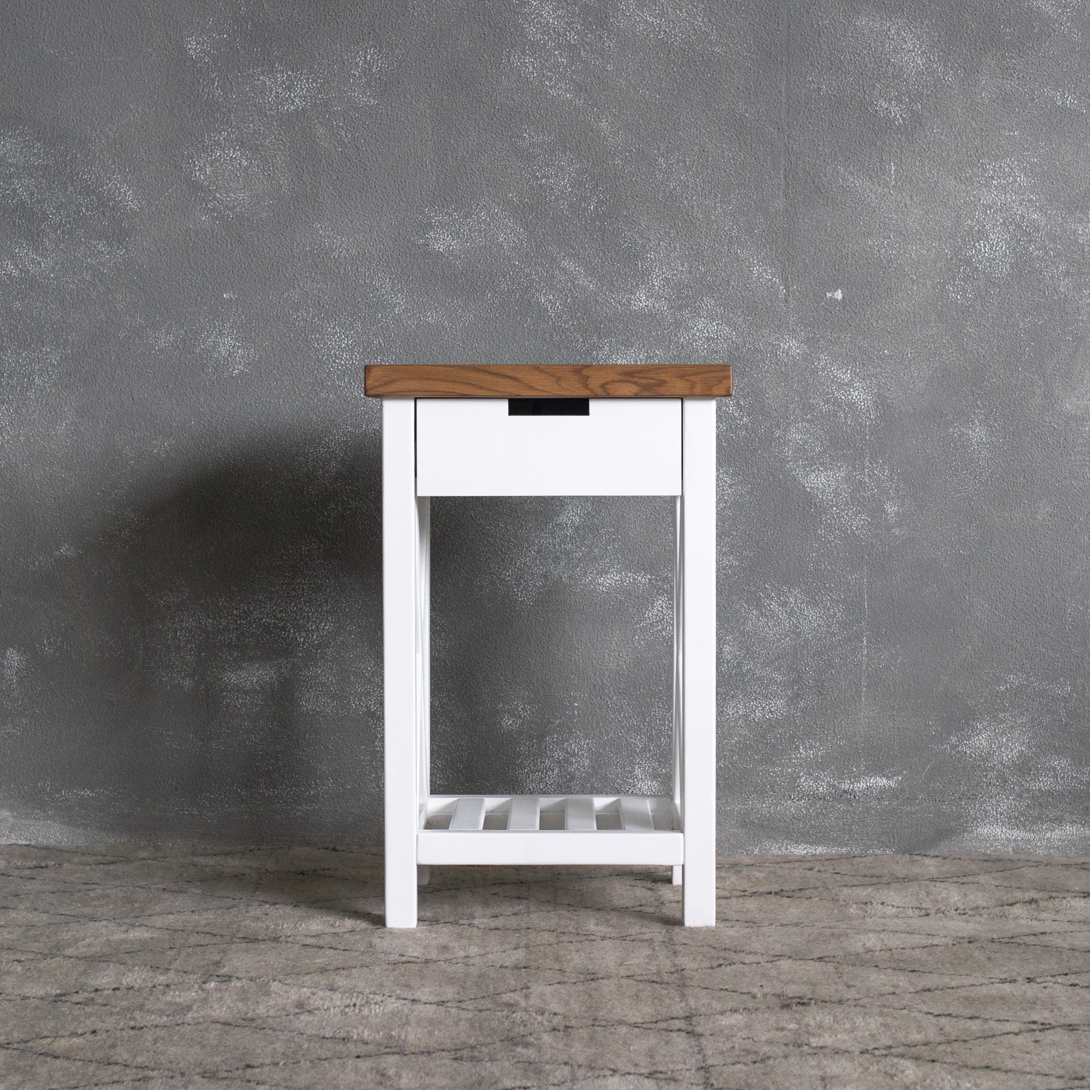Caribbean Bedside L450mm - 1 Drawer Bedroom Furniture Beachwood Designs White & Weathered Oak