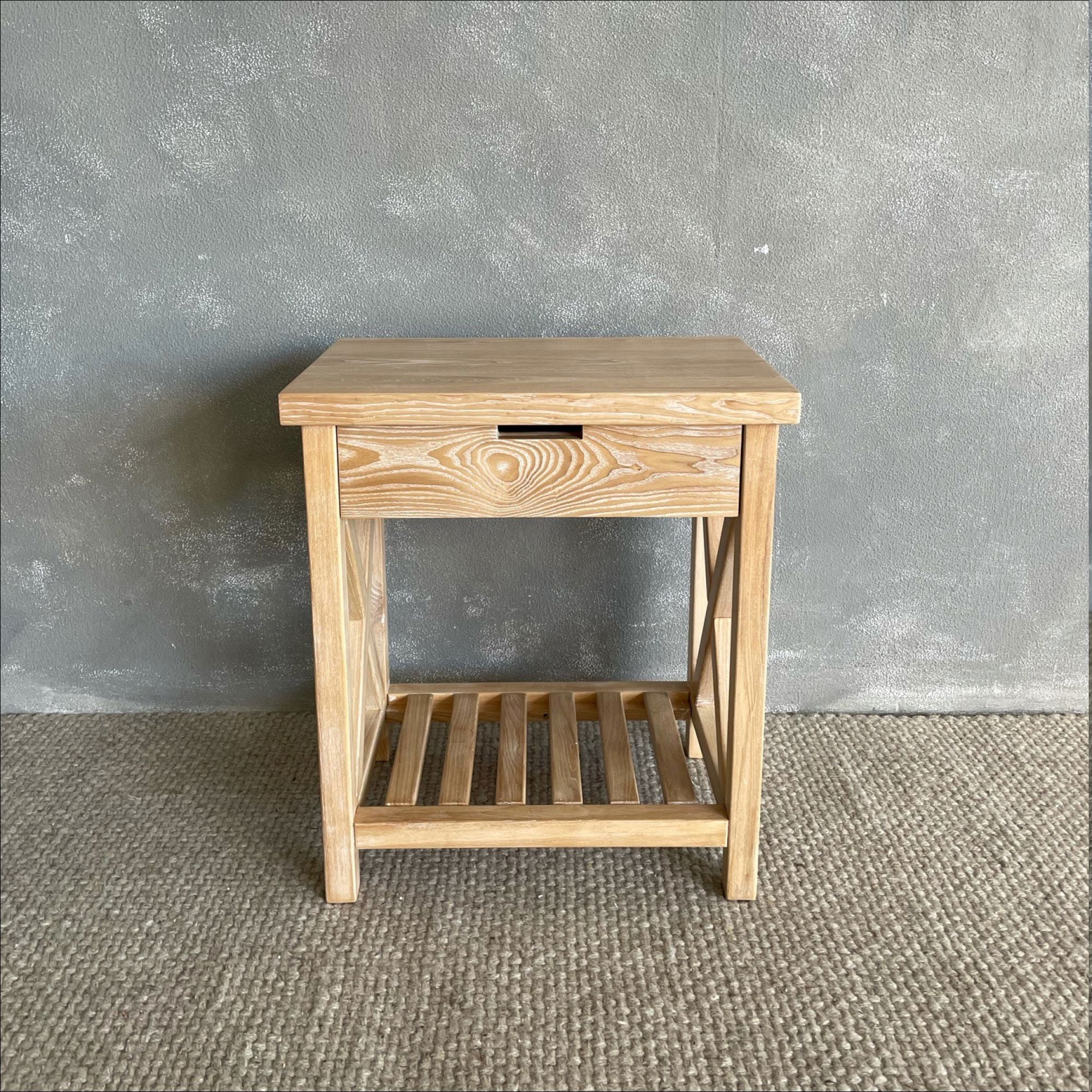 Caribbean Bedside L600mm - 1 Drawer Bedroom Furniture Beachwood Designs Limed Ash