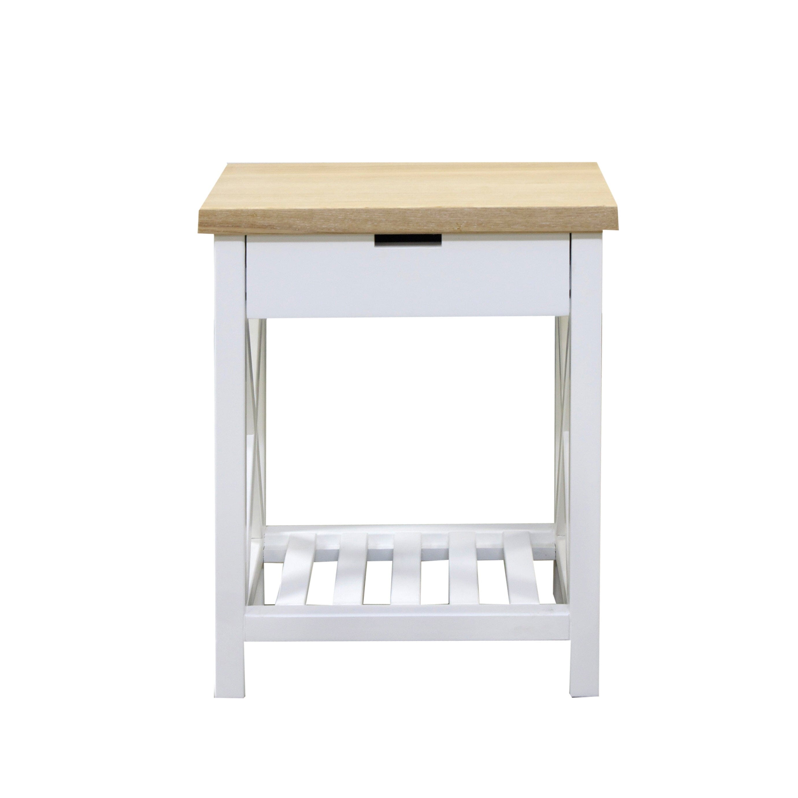 Caribbean Bedside L600mm - 1 Drawer Bedroom Furniture Beachwood Designs White & Limed Ash