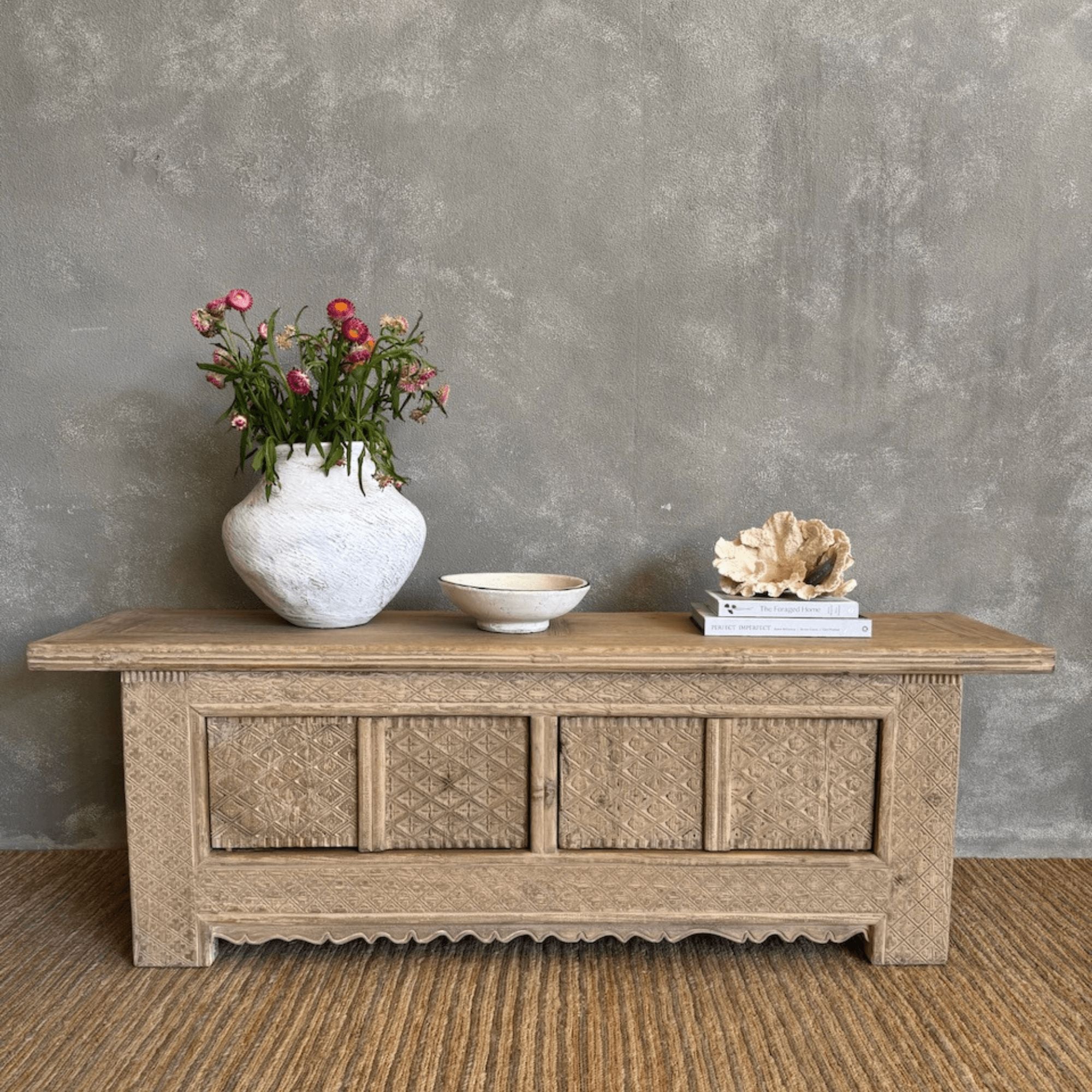 Carved Elm Media Unit L1800mm Living Furniture Beachwood Designs