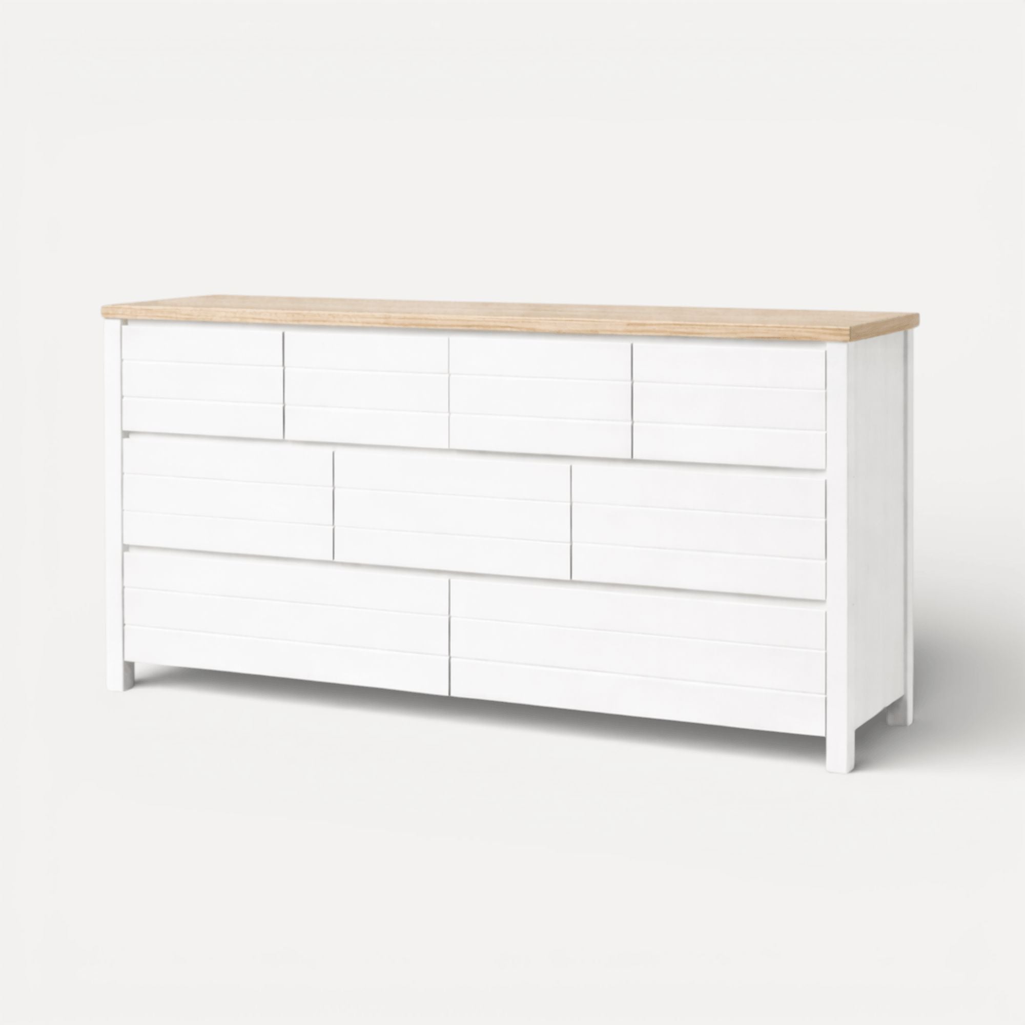 Coast 9-Drawer Chest of Drawers L1800mm Bedroom Furniture Beachwood Designs White & Limed Ash