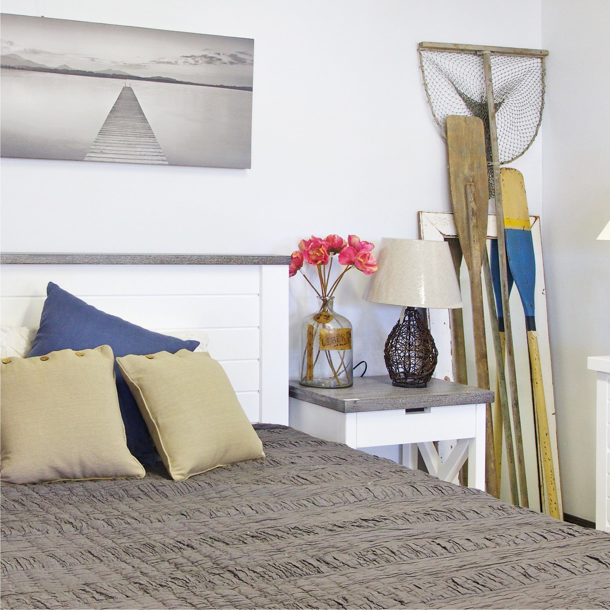 Coast Bed - King Bedroom Furniture Beachwood Designs White &amp; Grey Limed 