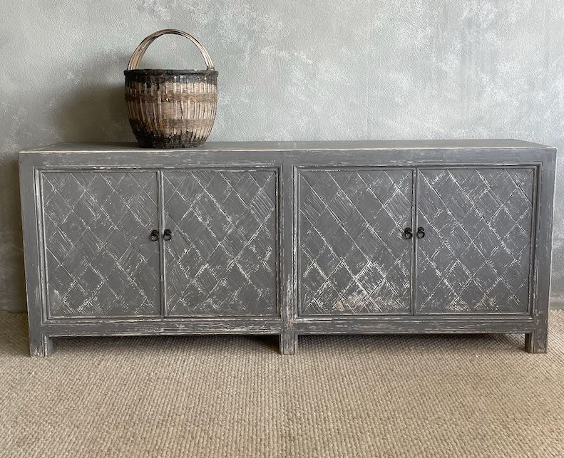Criss Cross Elm Sideboard L2240mm Living Furniture Beachwood Designs Painted Grey Elm
