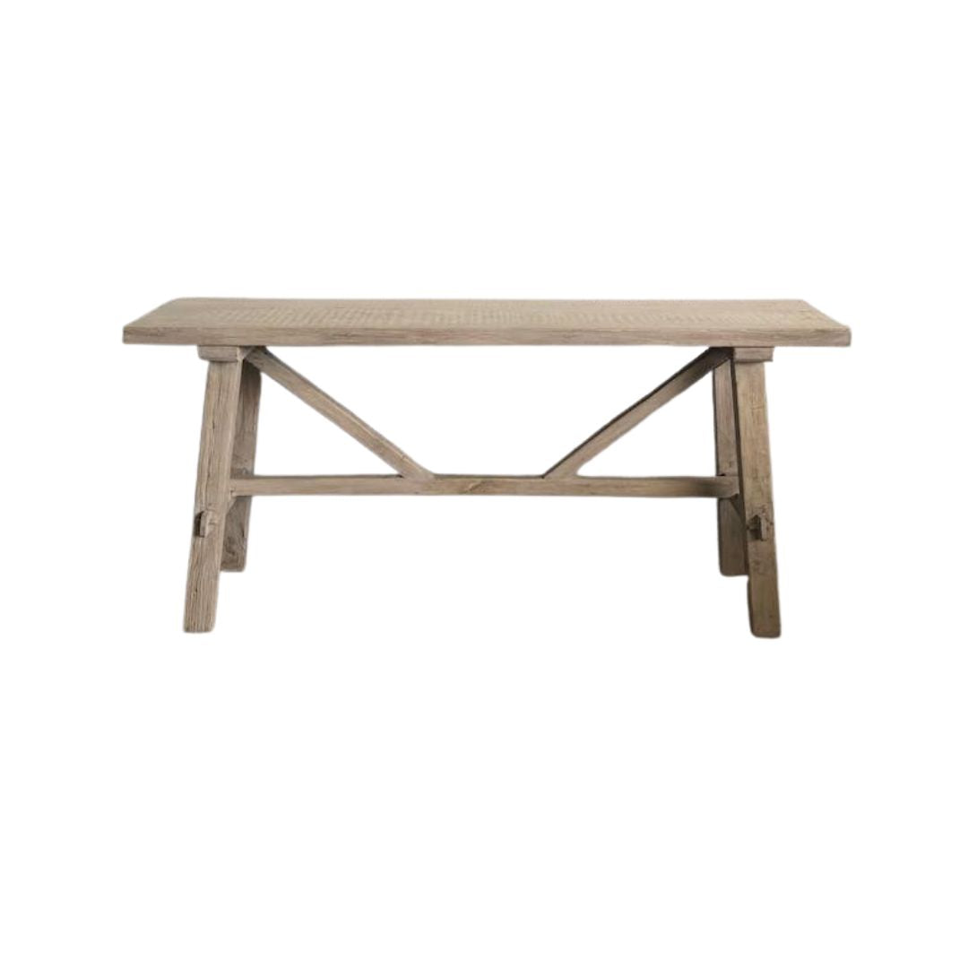 Cross Strut Elm Console L1600mm Living Furniture Beachwood Designs Vintage Grey Elm