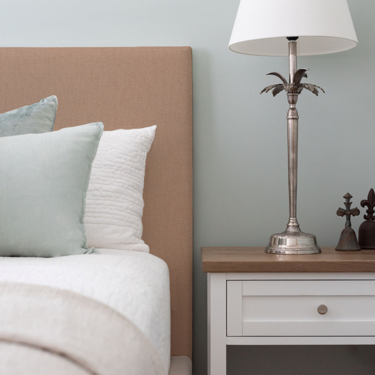 Custom Bedhead - Double Bedroom Furniture Beachwood Designs Upholstered Mokum - 100% Linen Eternal Blush
