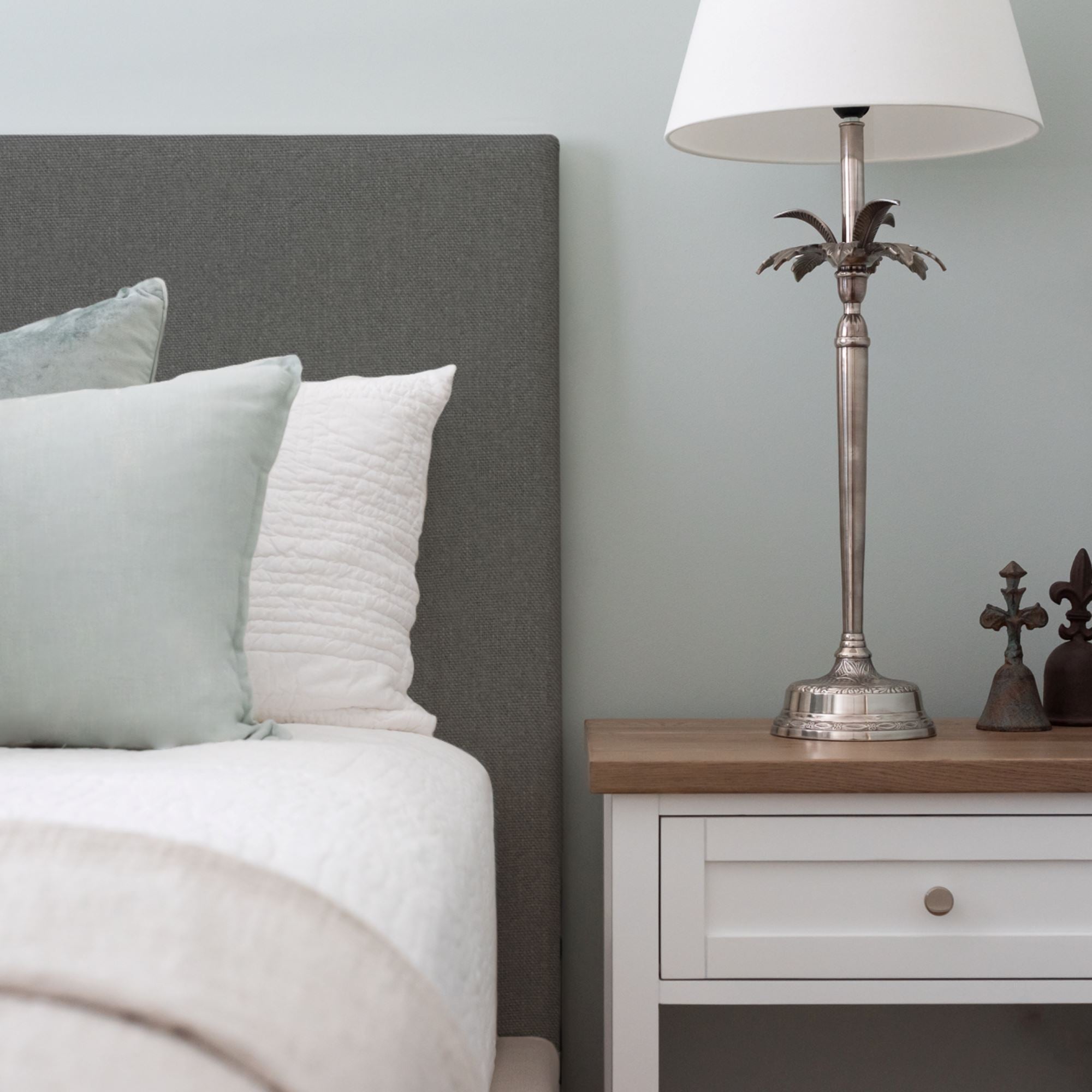 Custom Bedhead - Double Bedroom Furniture Beachwood Designs Upholstered Mokum - 100% Linen Eternal Carbon