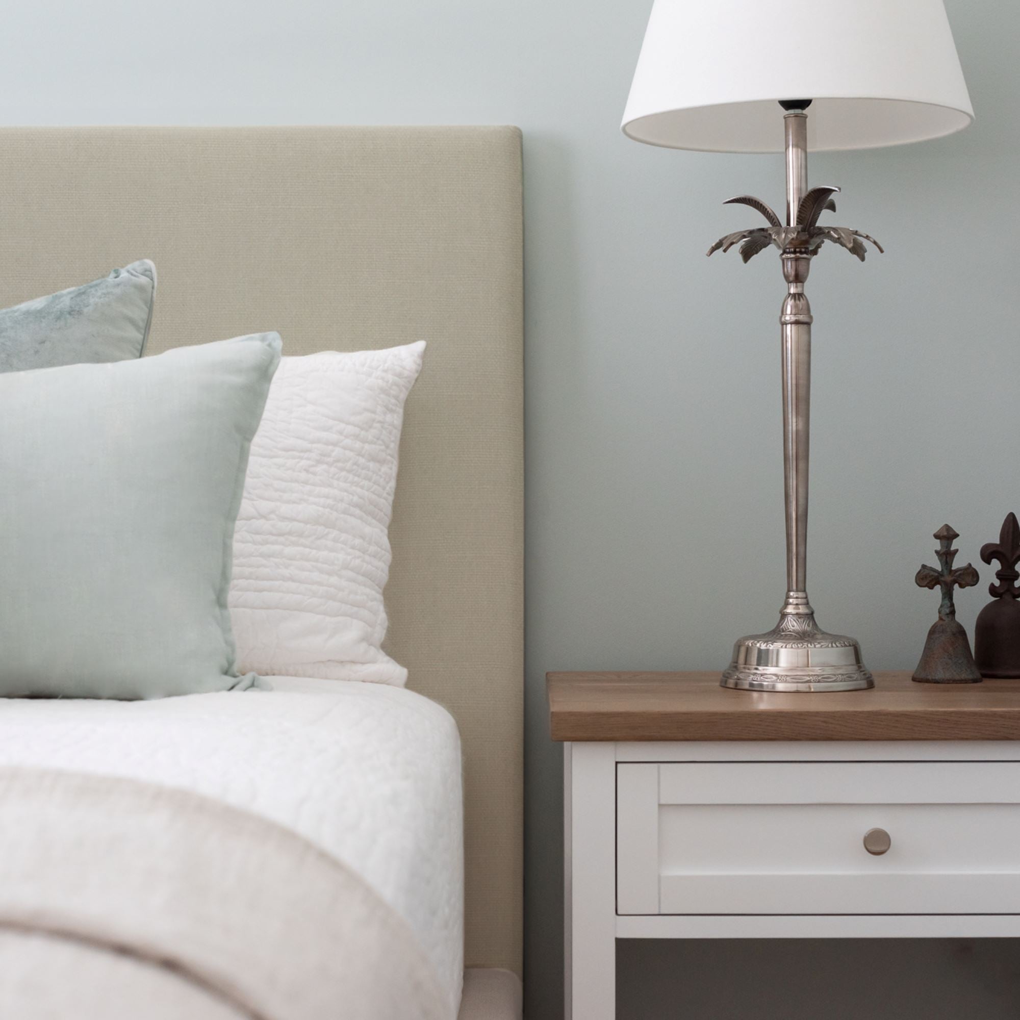 Custom Bedhead - Double Bedroom Furniture Beachwood Designs Upholstered Mokum - 100% Linen Eternal Pumice