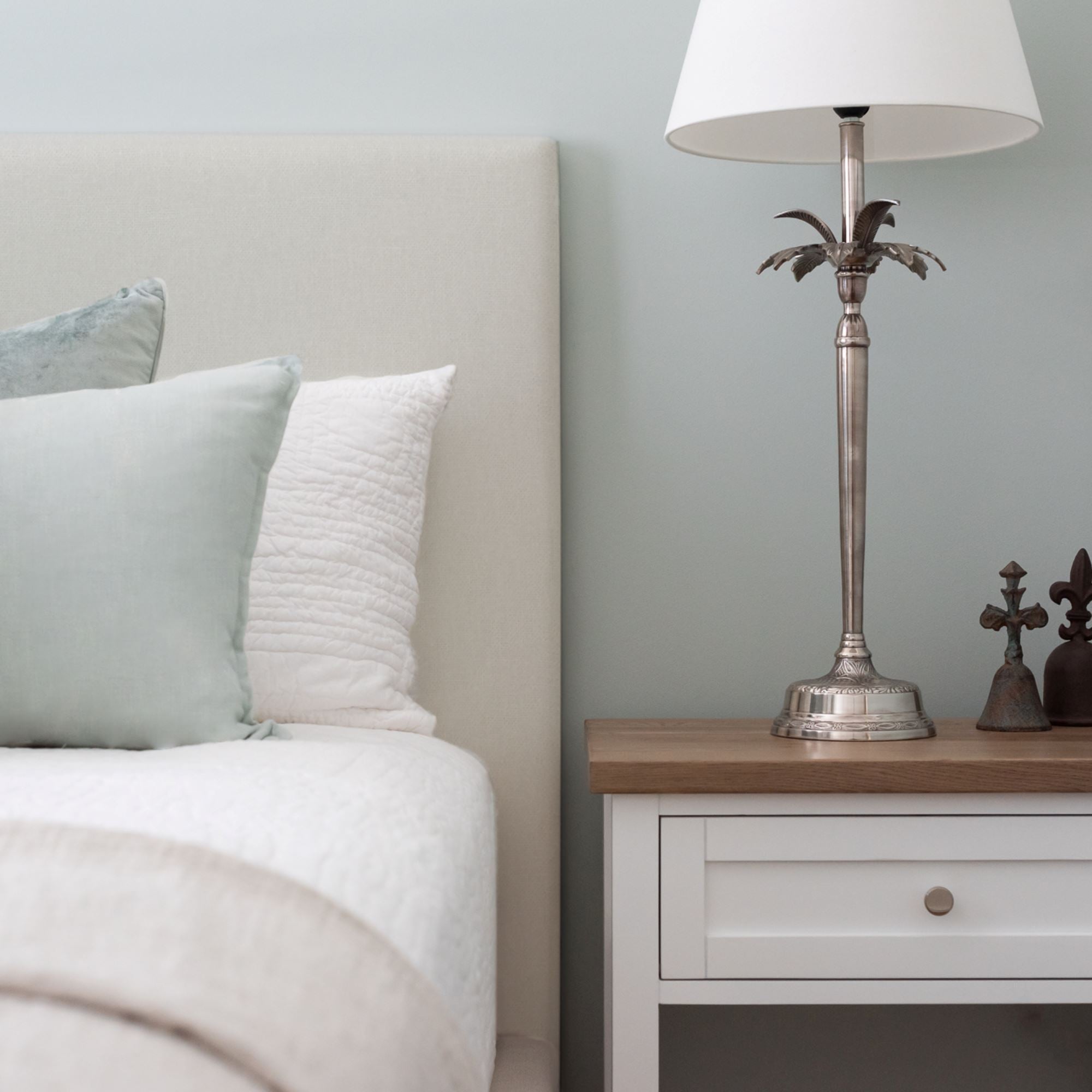Custom Bedhead - Double Bedroom Furniture Beachwood Designs Upholstered Mokum - 100% Linen Eternal Salt