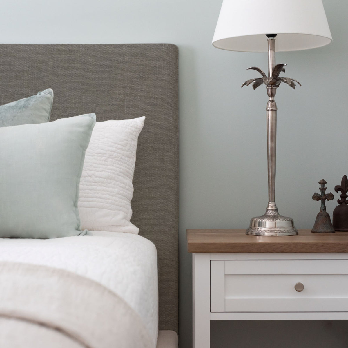 Custom Bedhead - Double Bedroom Furniture Beachwood Designs Upholstered Mokum - 100% Linen Eternal Slate