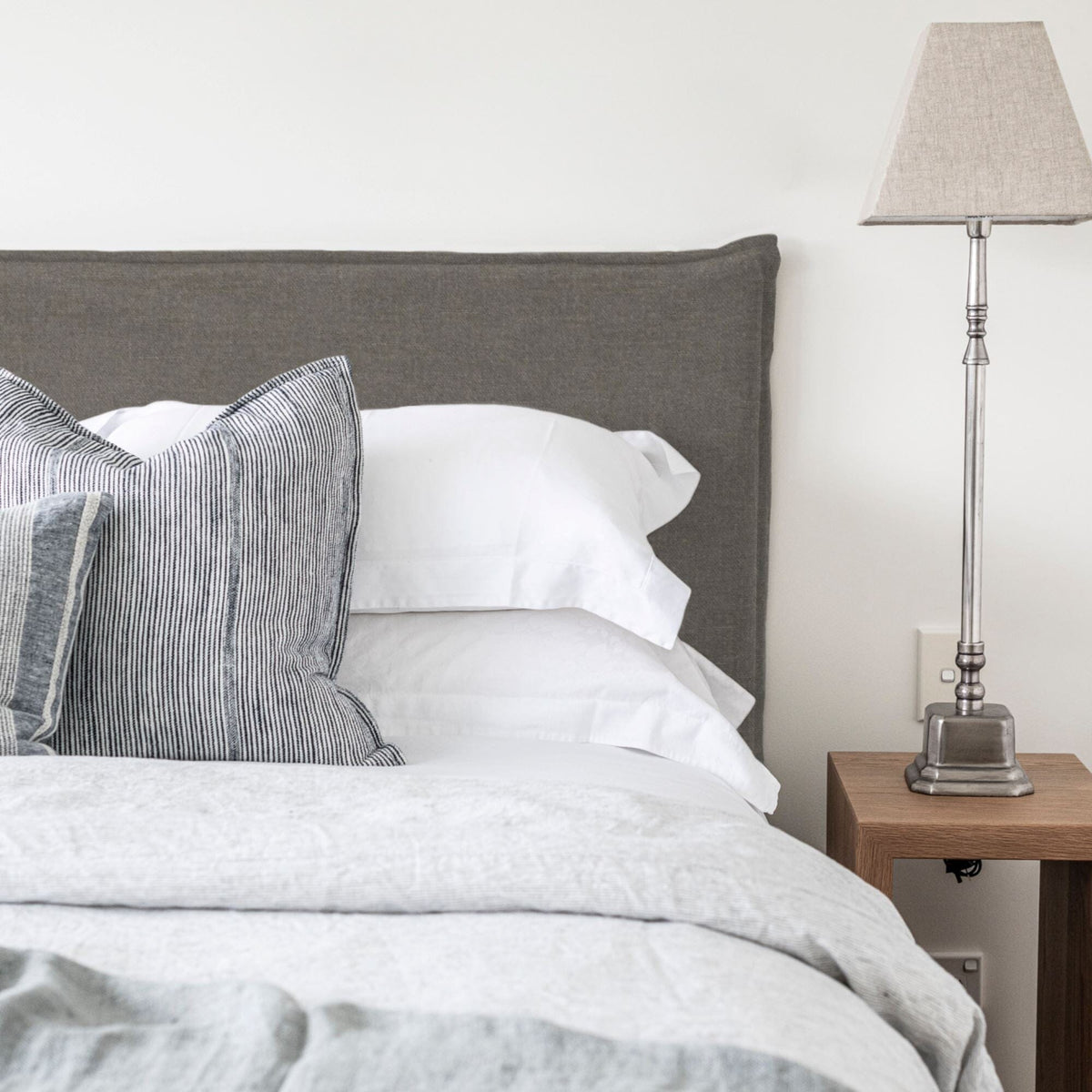 Custom Bedhead - Loose Cover Beachwood Designs Mokum - 100% Linen Eternal Slate