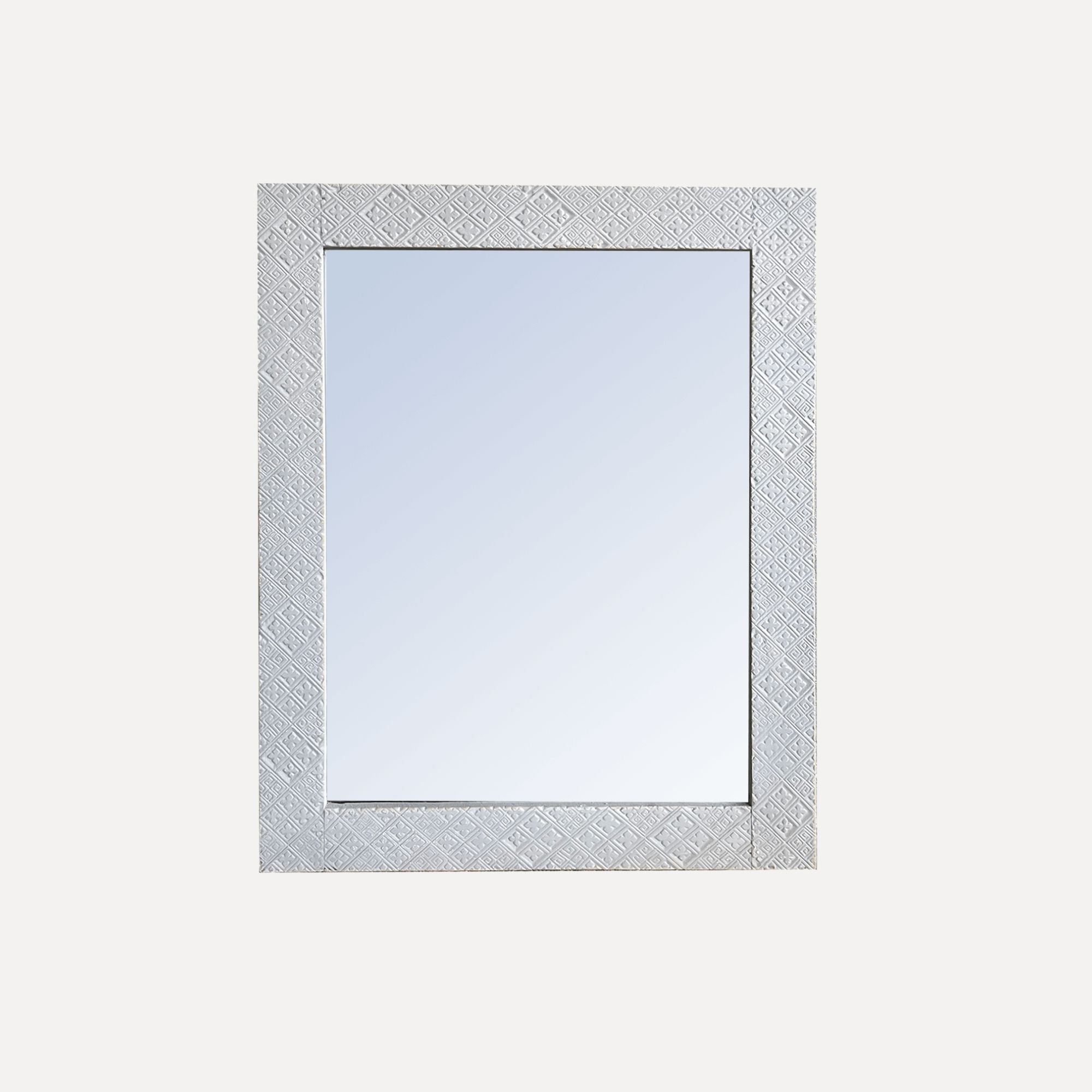Elm Carved Mirror - 1200H x 950W - Light Grey Homewares Beachwood Designs