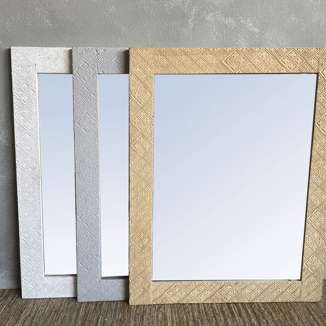 Elm Carved Mirror - 1200H x 950W - White Homewares Beachwood Designs