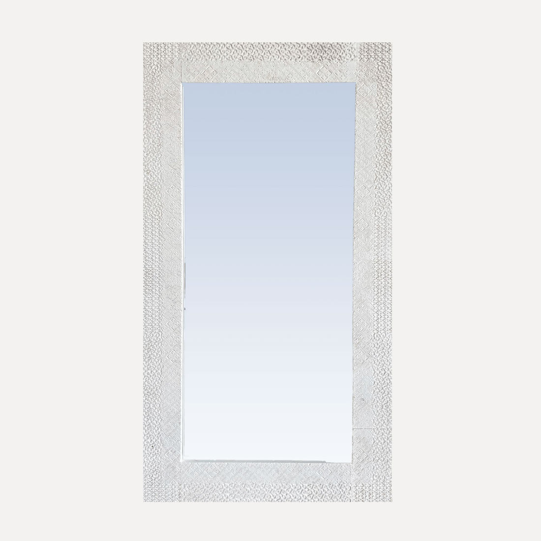 Elm Carved Mirror - 2000H x 1100W - White Homewares Beachwood Designs