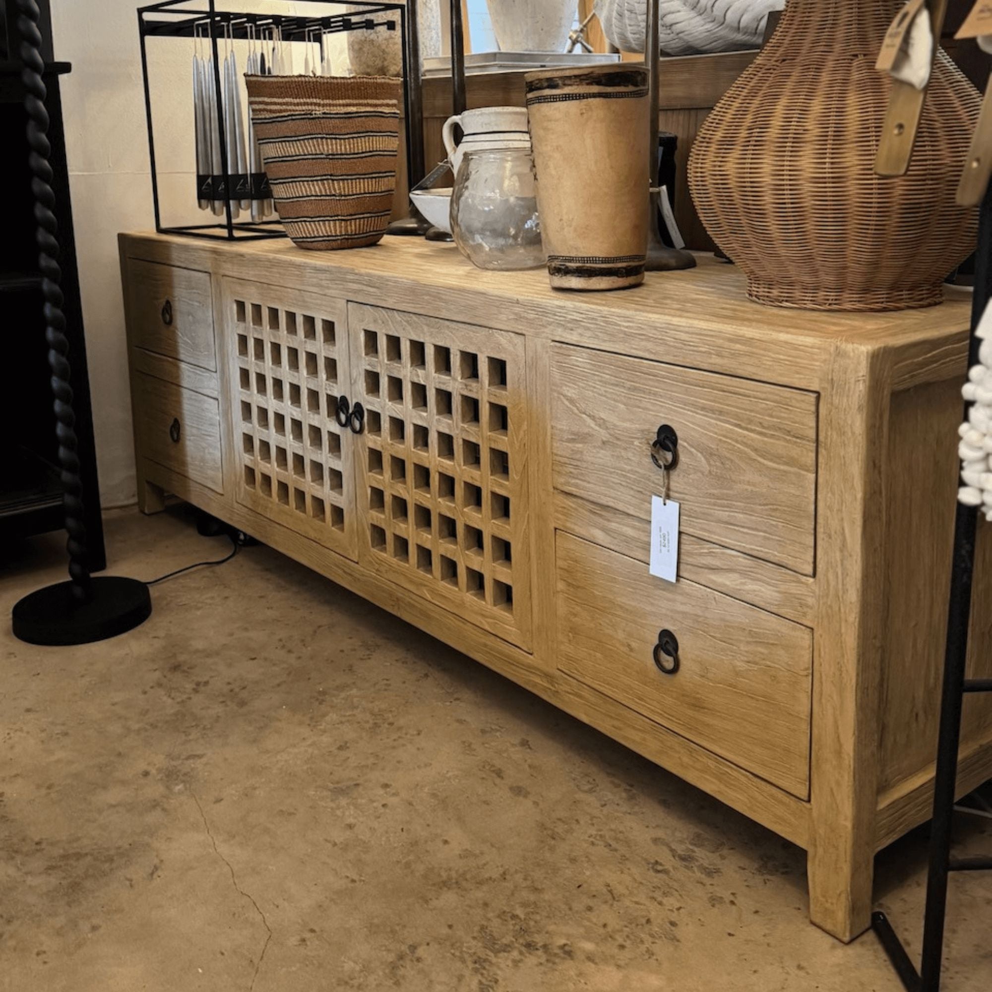 Elm Media Unit L1800mm - Lattice Doors Living Furniture Beachwood Designs