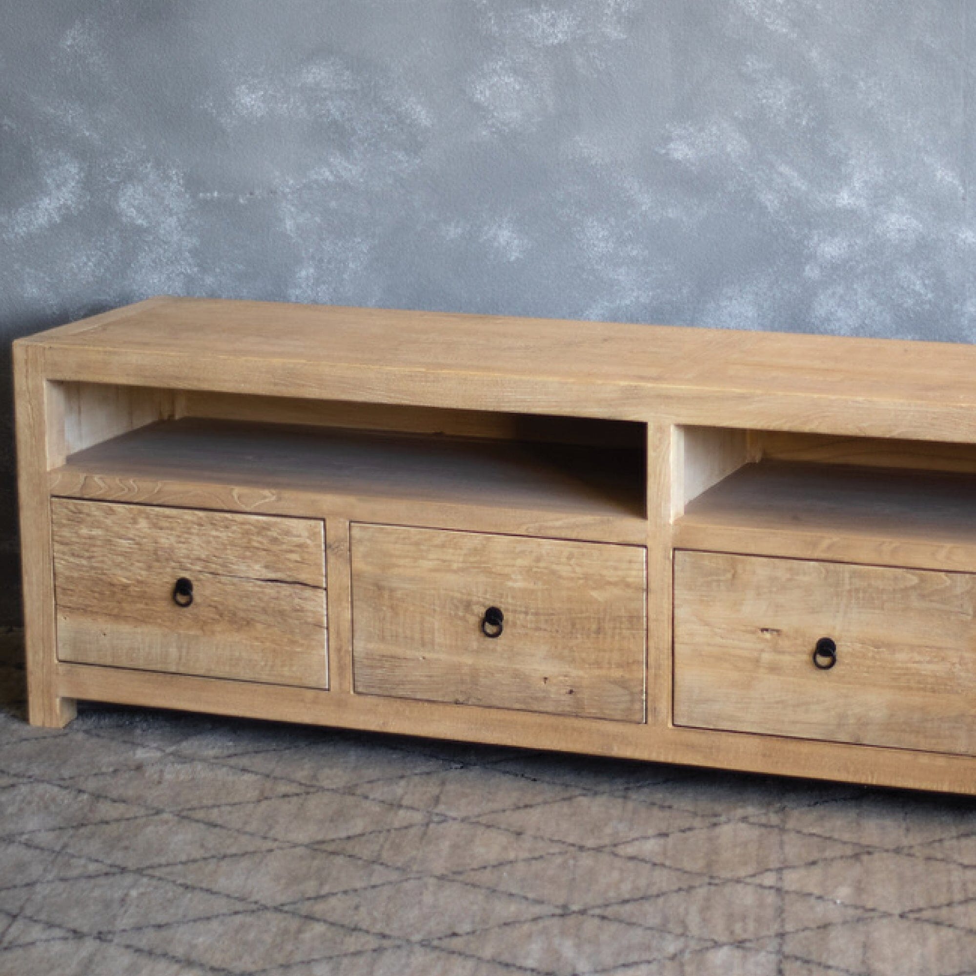 Elm Media Unit L2200mm - Open Shelf Living Furniture Beachwood Designs