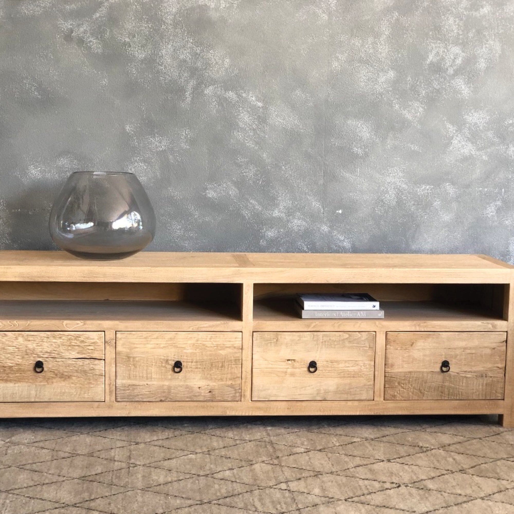Elm Media Unit L2200mm - Open Shelf Living Furniture Beachwood Designs