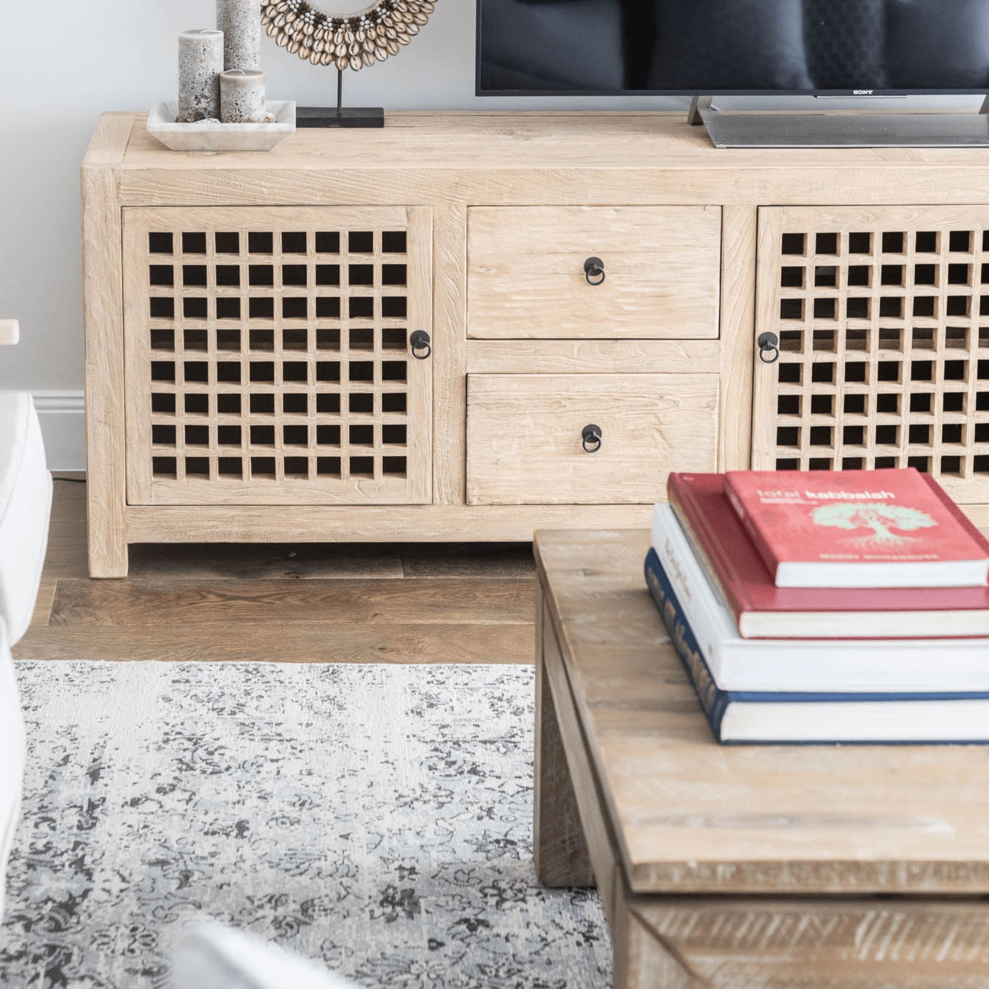 Elm Media Unit L2500mm - Lattice Doors Living Furniture Beachwood Designs